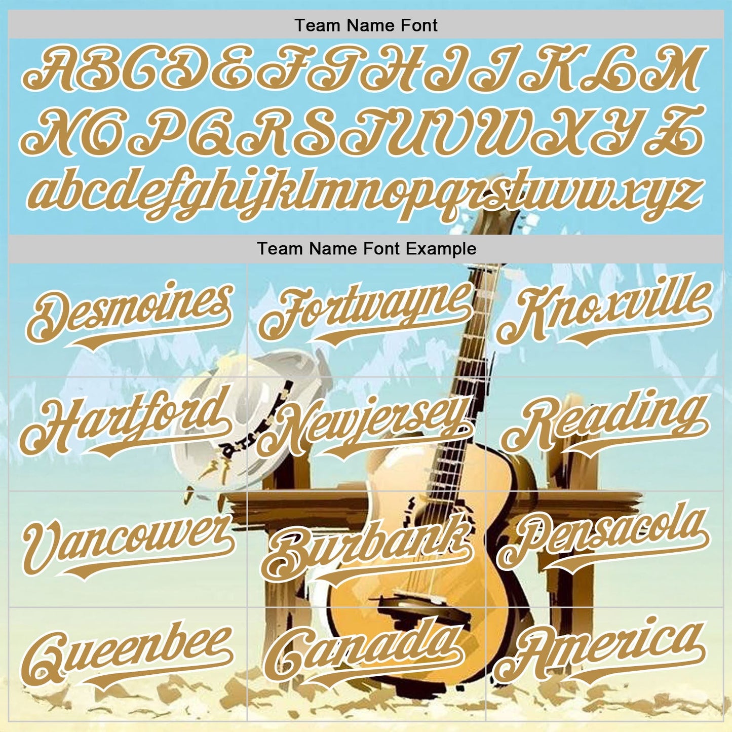 Custom Blue Old Gold-White Texas Landscape Guitar City Edition Authentic Baseball Jersey view 4