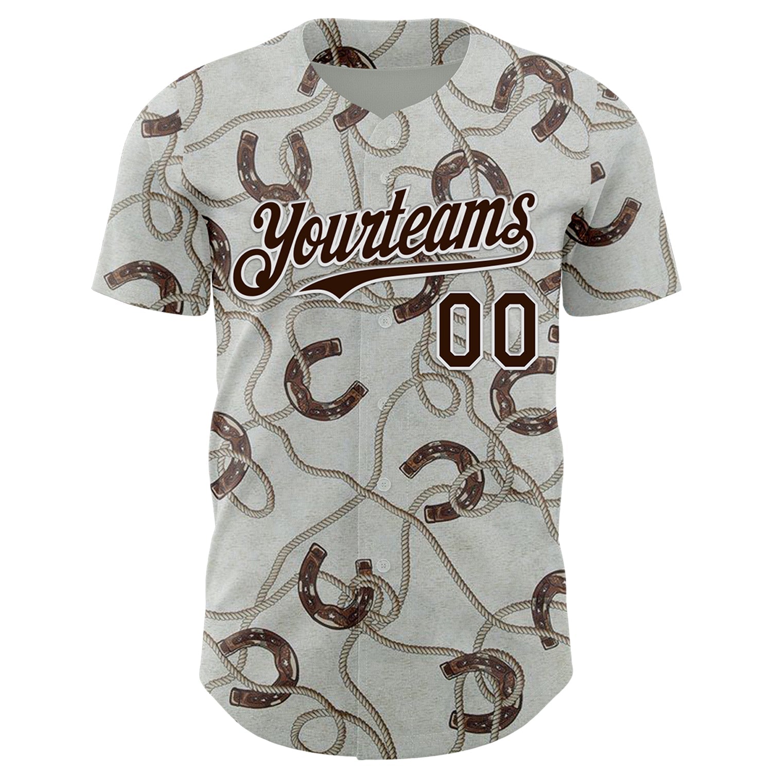 Custom Gray Brown-White Texas Horseshoe Cowboy City Edition Authentic Baseball Jersey view 2