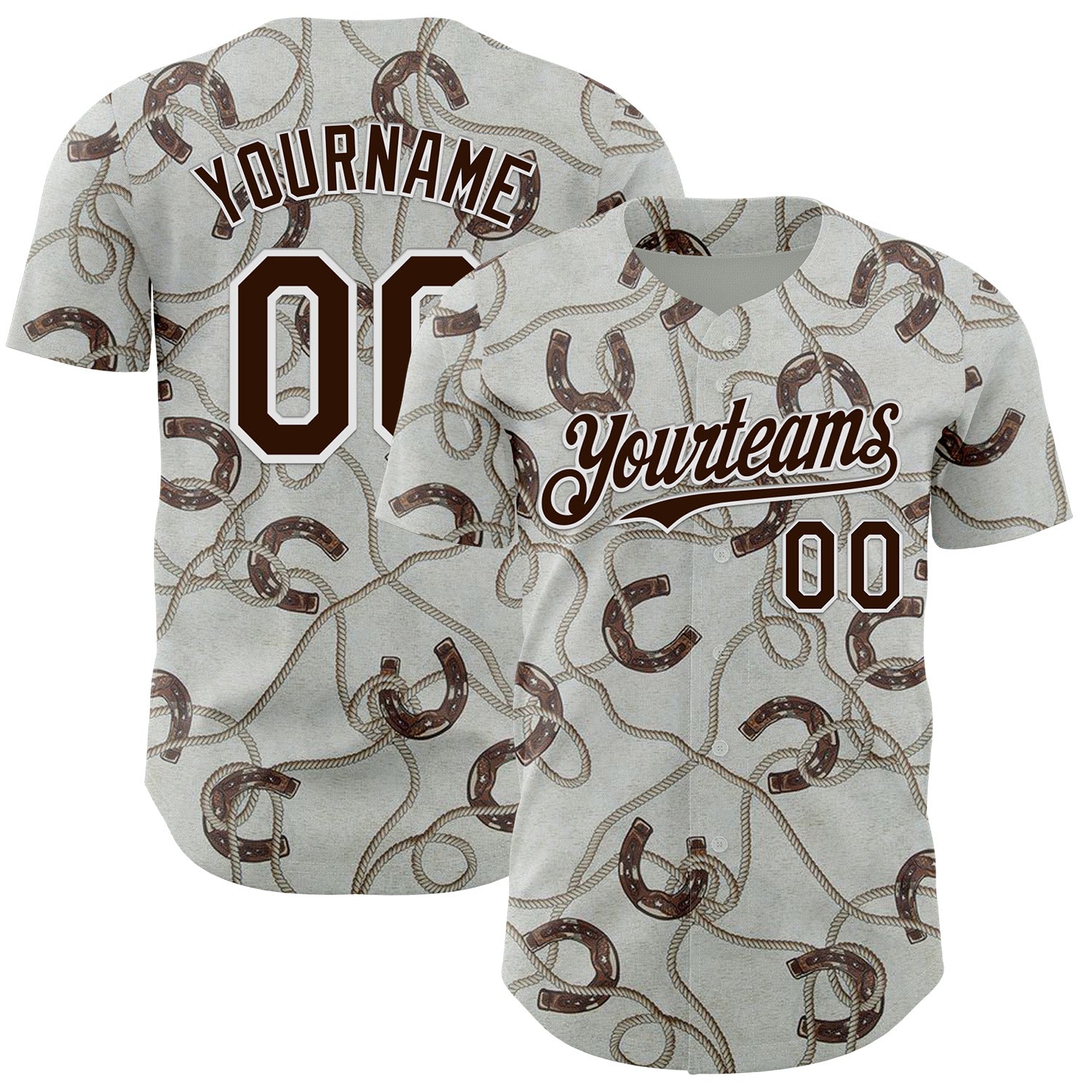 Custom Gray Brown-White Texas Horseshoe Cowboy City Edition Authentic Baseball Jersey - Main View