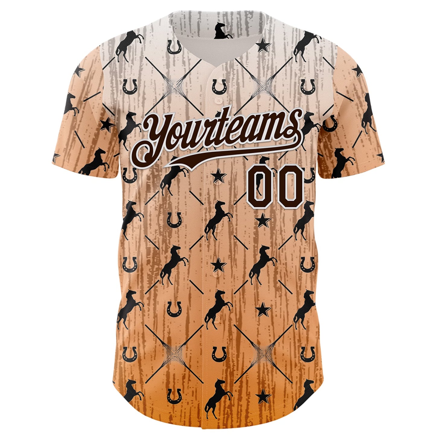 Custom Orange Brown-White Texas Horseshoe Cowboy City Edition Authentic Baseball Jersey view 2