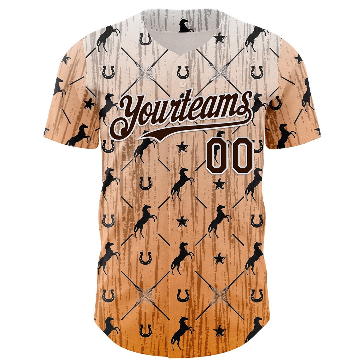 Custom Orange Brown-White Texas Horseshoe Cowboy City Edition Authentic Baseball Jersey view 2