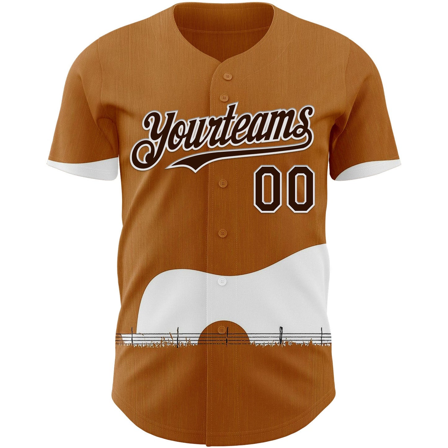 Custom Brown White Texas Guitar City Edition Authentic Baseball Jersey view 2