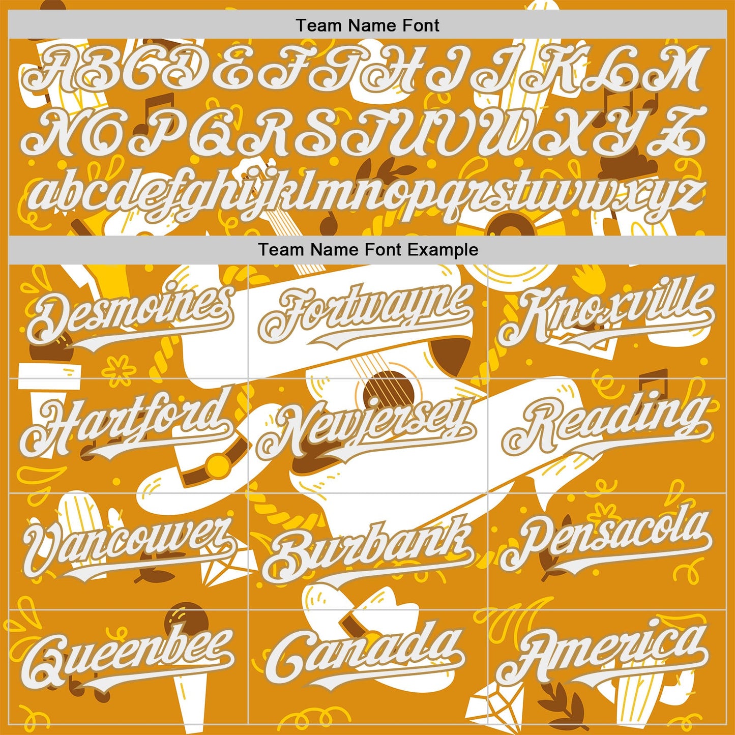 Custom Yellow White-Old Gold Texas Cowboy Guitar City Edition Authentic Baseball Jersey view 4