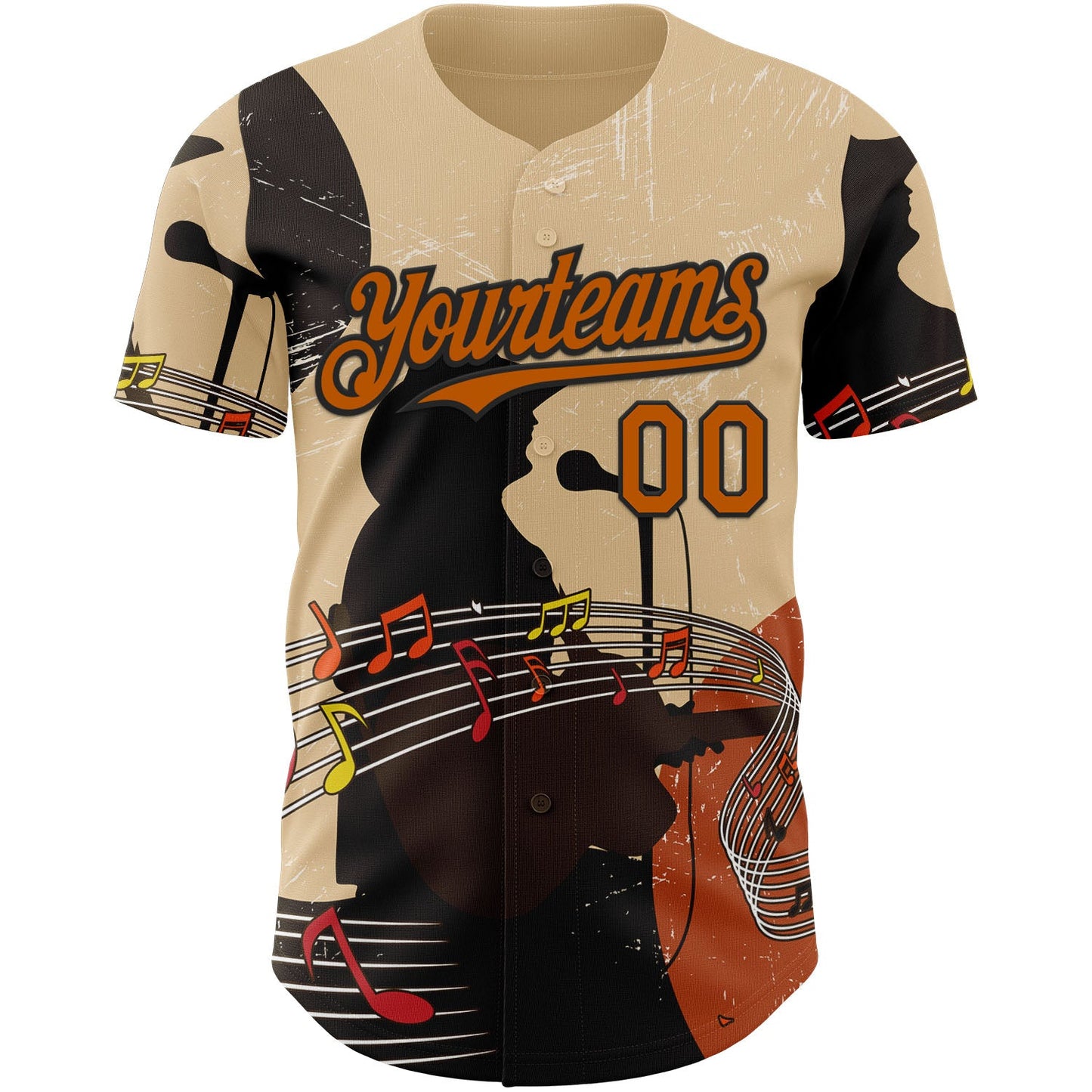 Custom City Cream Texas Orange-Black Texas Guitar City Edition Authentic Baseball Jersey view 2