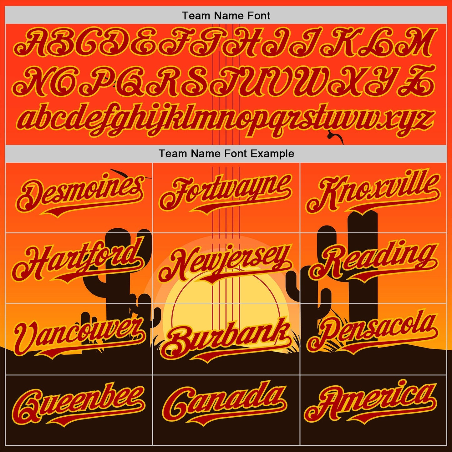 Custom Orange Red Yellow-Black Texas Sunset Southwest Landscape Guitar City Edition Authentic Baseball Jersey view 4