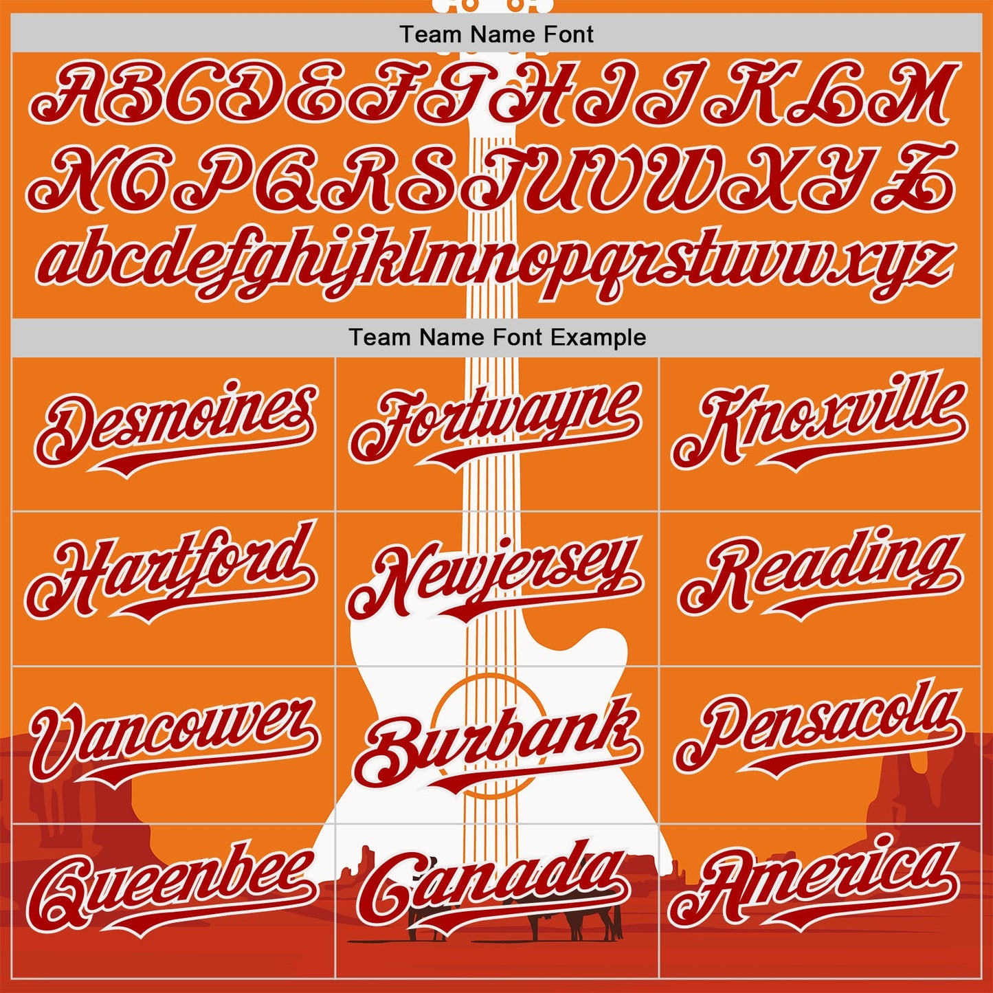 Custom Orange Red-White Texas Sunset Southwest Landscape Guitar City Edition Authentic Baseball Jersey view 4