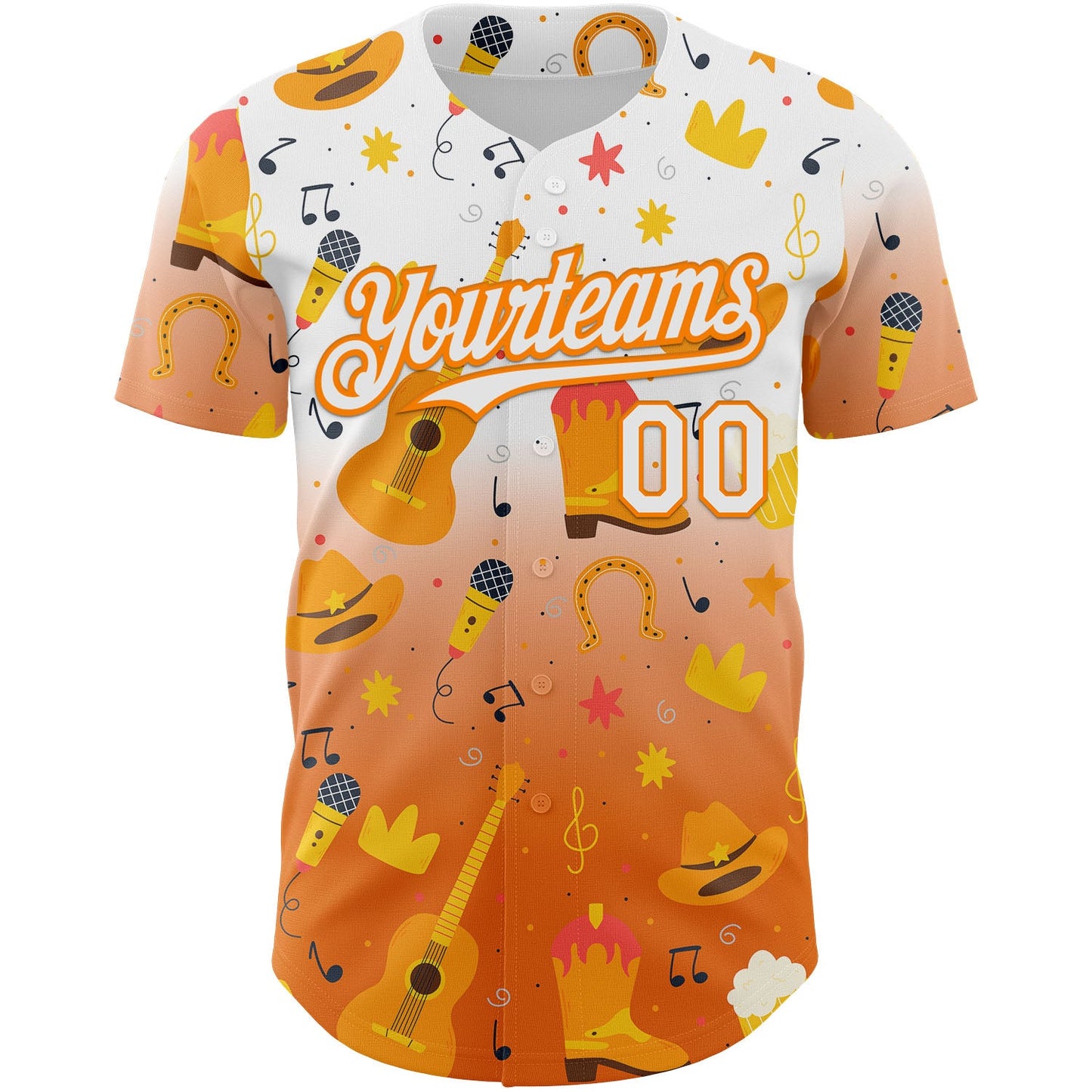 Custom White Bay Orange Texas Cowboy Country Music City Edition Authentic Baseball Jersey view 2