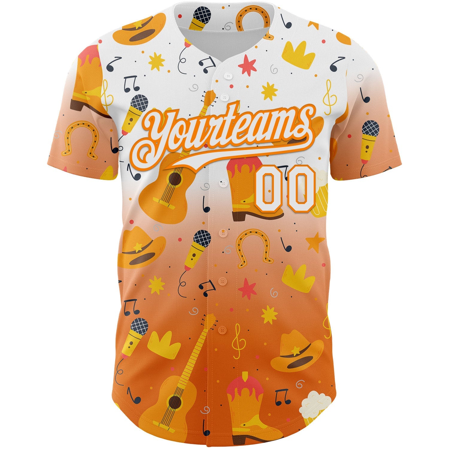 Custom White Bay Orange Texas Cowboy Country Music City Edition Authentic Baseball Jersey view 2