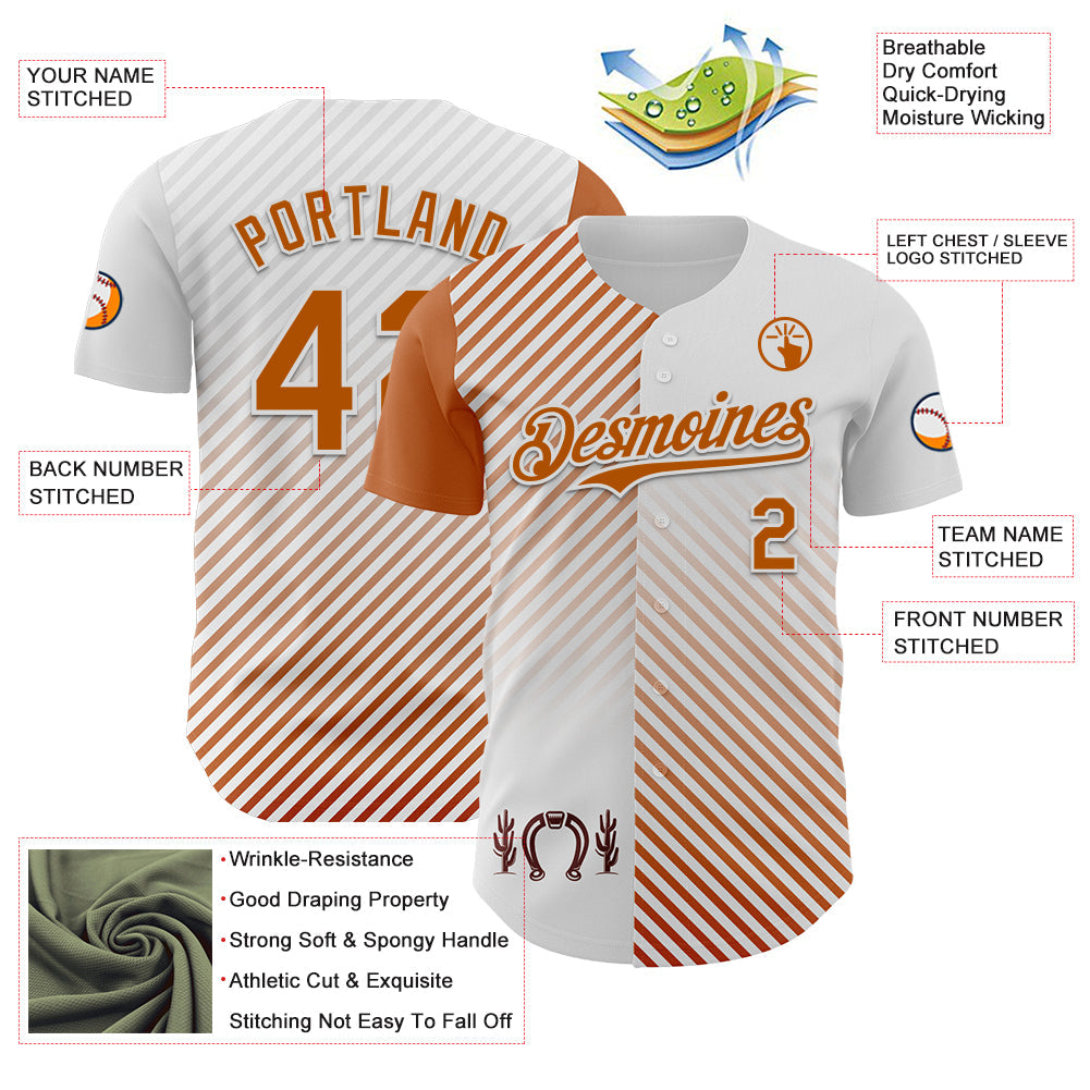 Custom White Texas Orange Texas Stripe City Edition Authentic Baseball Jersey view 3