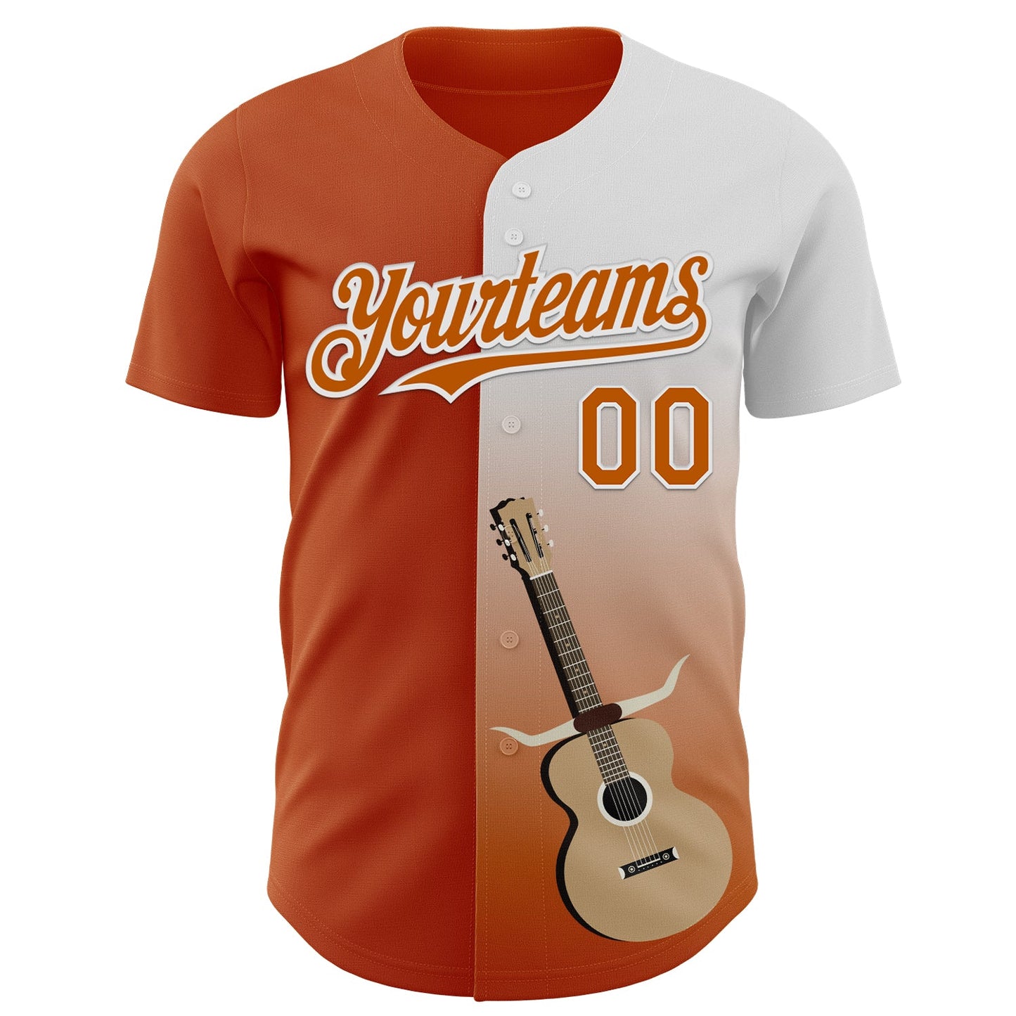 Custom Texas Orange White Texas Guitar City Edition Authentic Baseball Jersey view 2