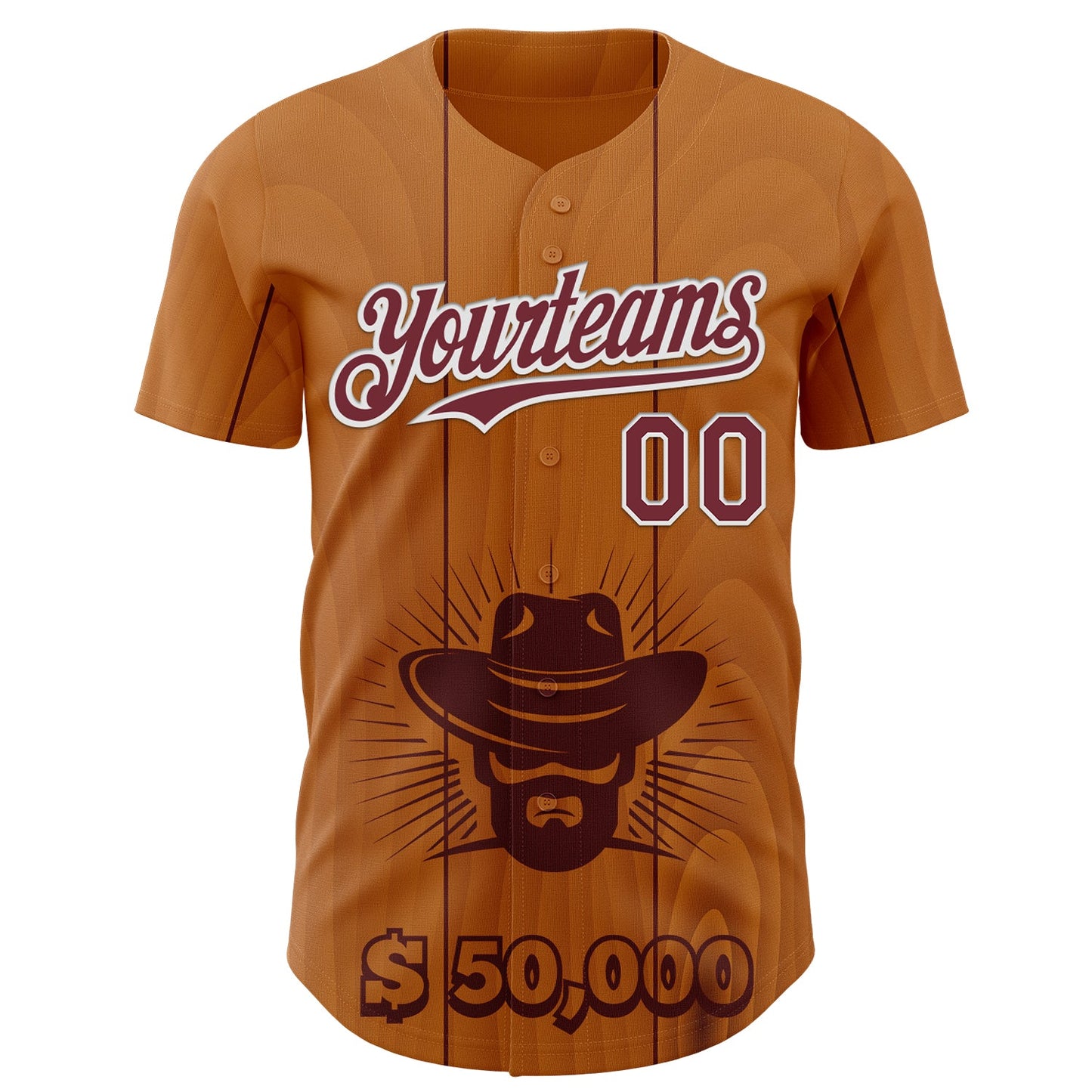 Custom Brown Burgundy-White Texas Cowboy City Edition Authentic Baseball Jersey view 2