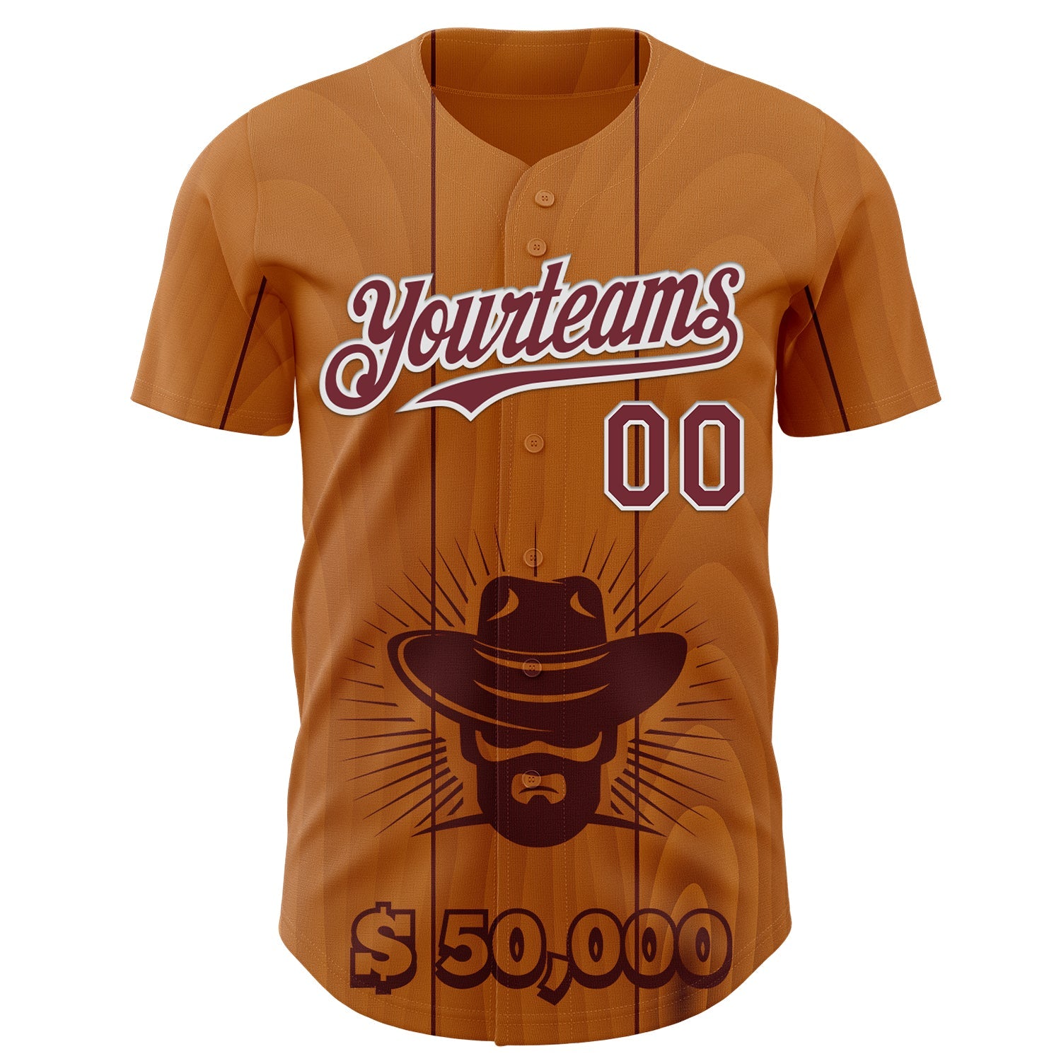 Custom Brown Burgundy-White Texas Cowboy City Edition Authentic Baseball Jersey view 2