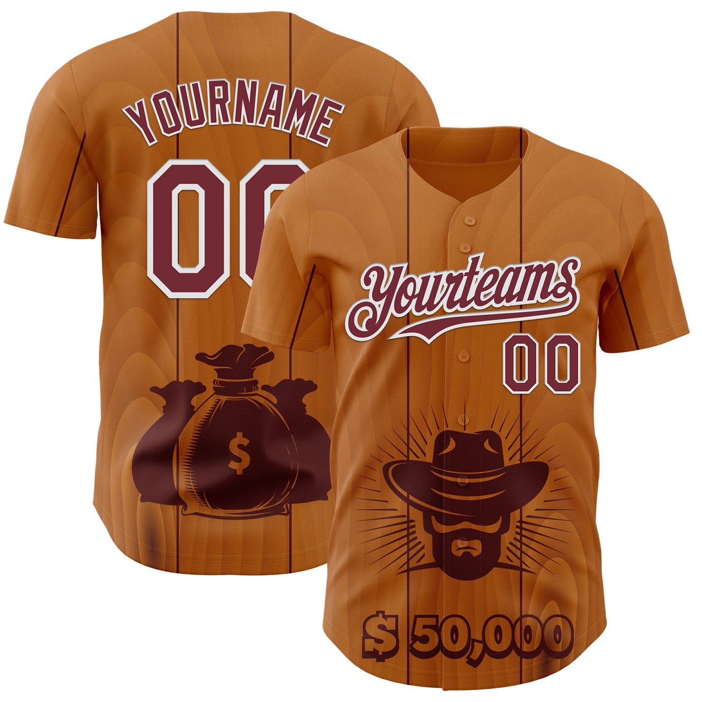 Custom Brown Burgundy-White Texas Cowboy City Edition Authentic Baseball Jersey - Main View