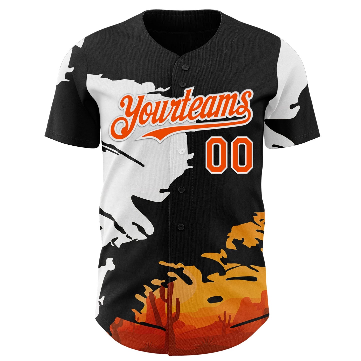 Custom Black Orange-White Texas Sunset Southwest Landscape City Edition Authentic Baseball Jersey view 2