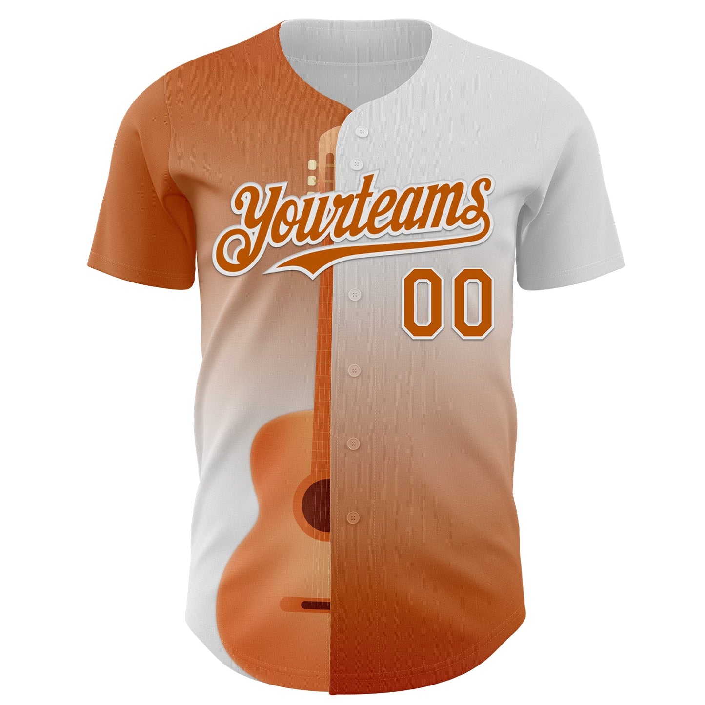 Custom White Texas Orange Texas Guitar City Edition Authentic Baseball Jersey view 2