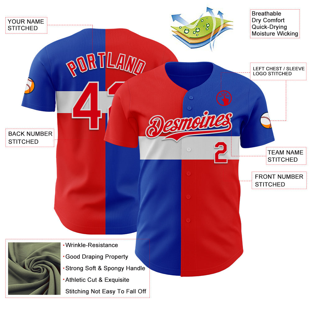 Custom Blue Fire Red-White Texas Flag City Edition Authentic Baseball Jersey view 3