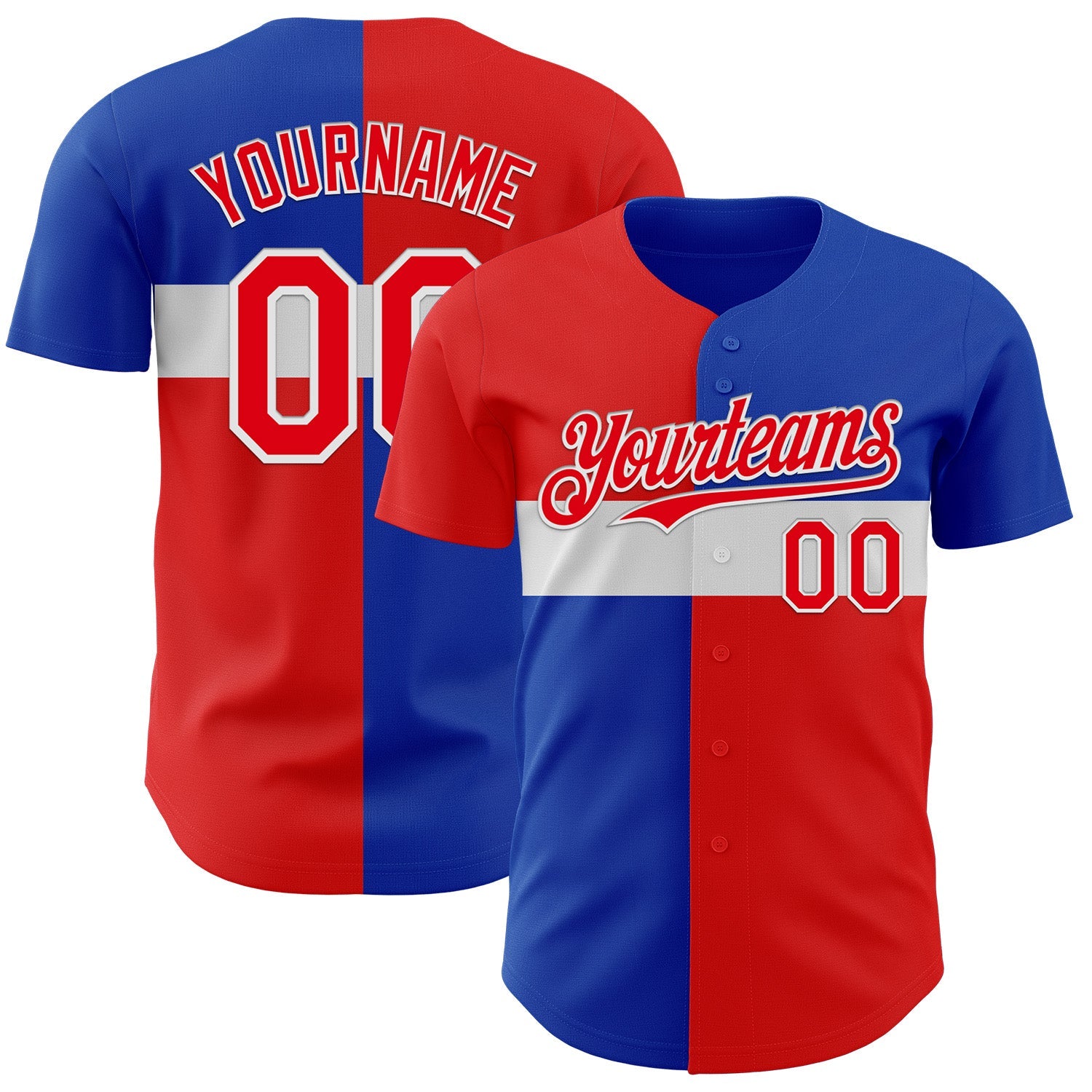 Custom Blue Fire Red-White Texas Flag City Edition Authentic Baseball Jersey - Main View