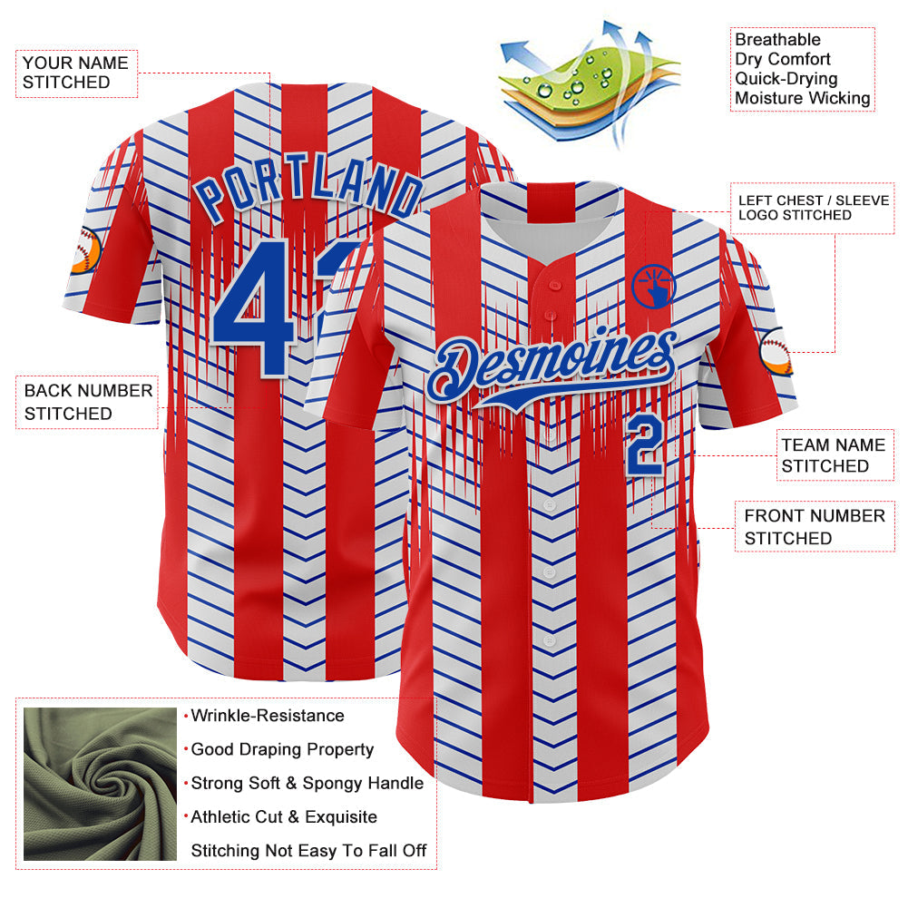 Custom Red Thunder Blue-White Texas Flag Stripe City Edition Authentic Baseball Jersey view 3