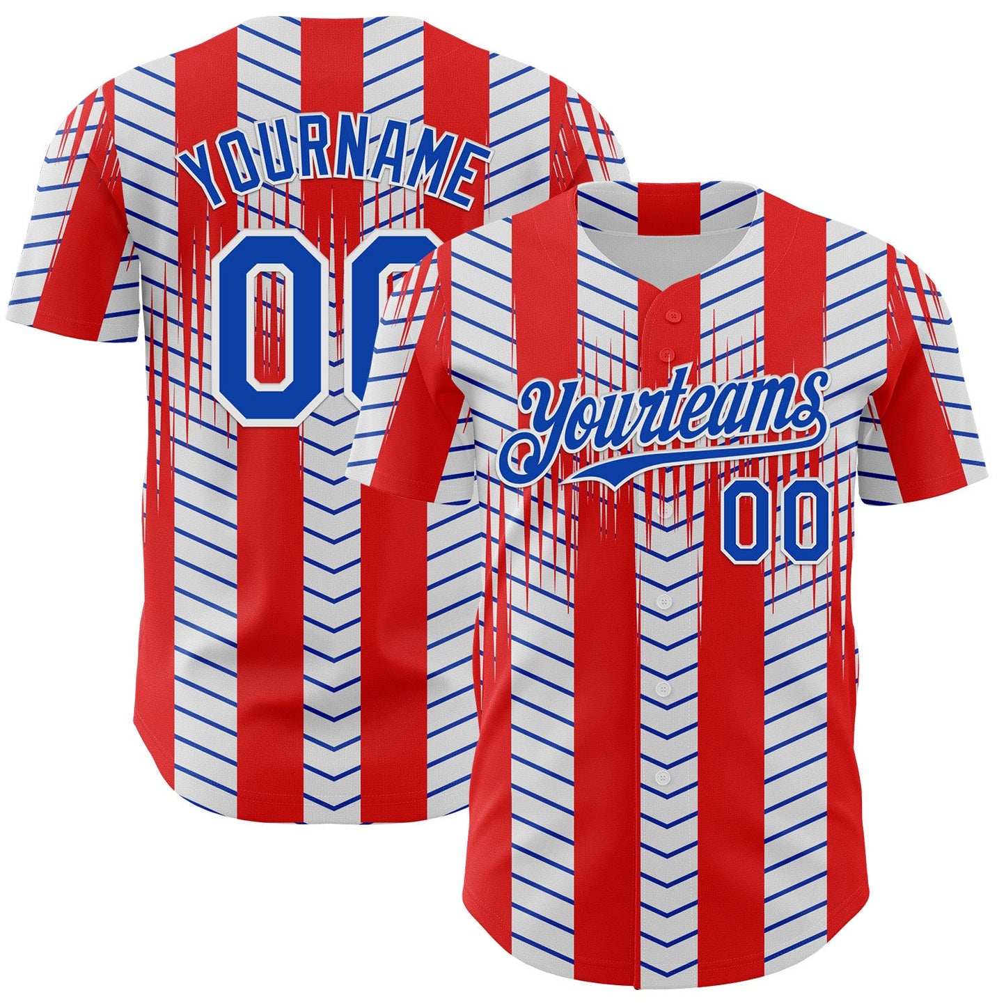 Custom Red Thunder Blue-White Texas Flag Stripe City Edition Authentic Baseball Jersey - Main View