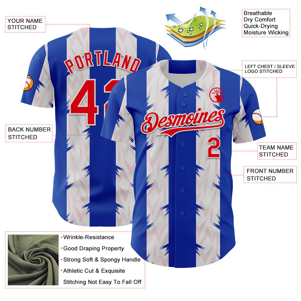 Custom Blue Fire Red-White Texas Flag Stripe City Edition Authentic Baseball Jersey view 3