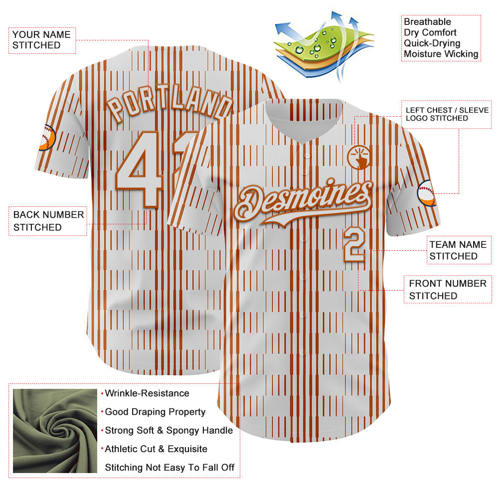 Custom White Texas Orange Texas Flag Stripe City Edition Authentic Baseball Jersey view 3