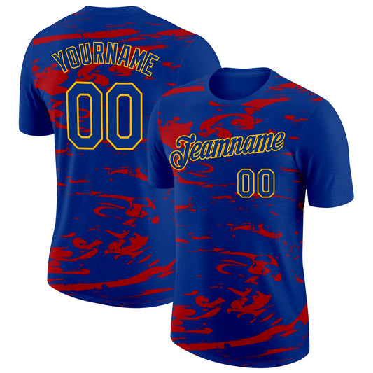 Custom Royal Gold-Red France Liquid Performance T-Shirt - Main View