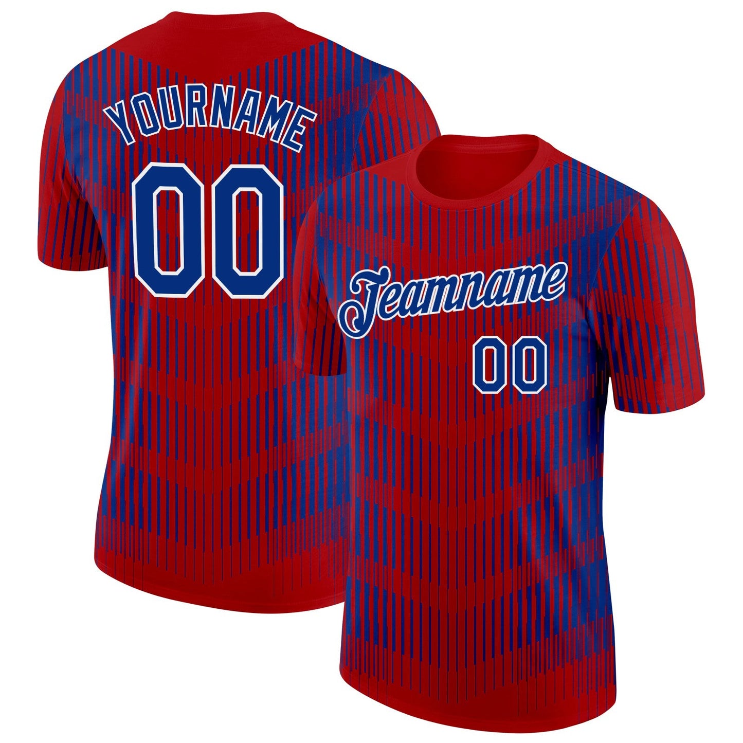 Custom Red Royal-White France Performance T-Shirt - Main View