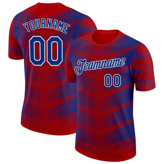 Custom Red Royal-White France Performance T-Shirt - Main View