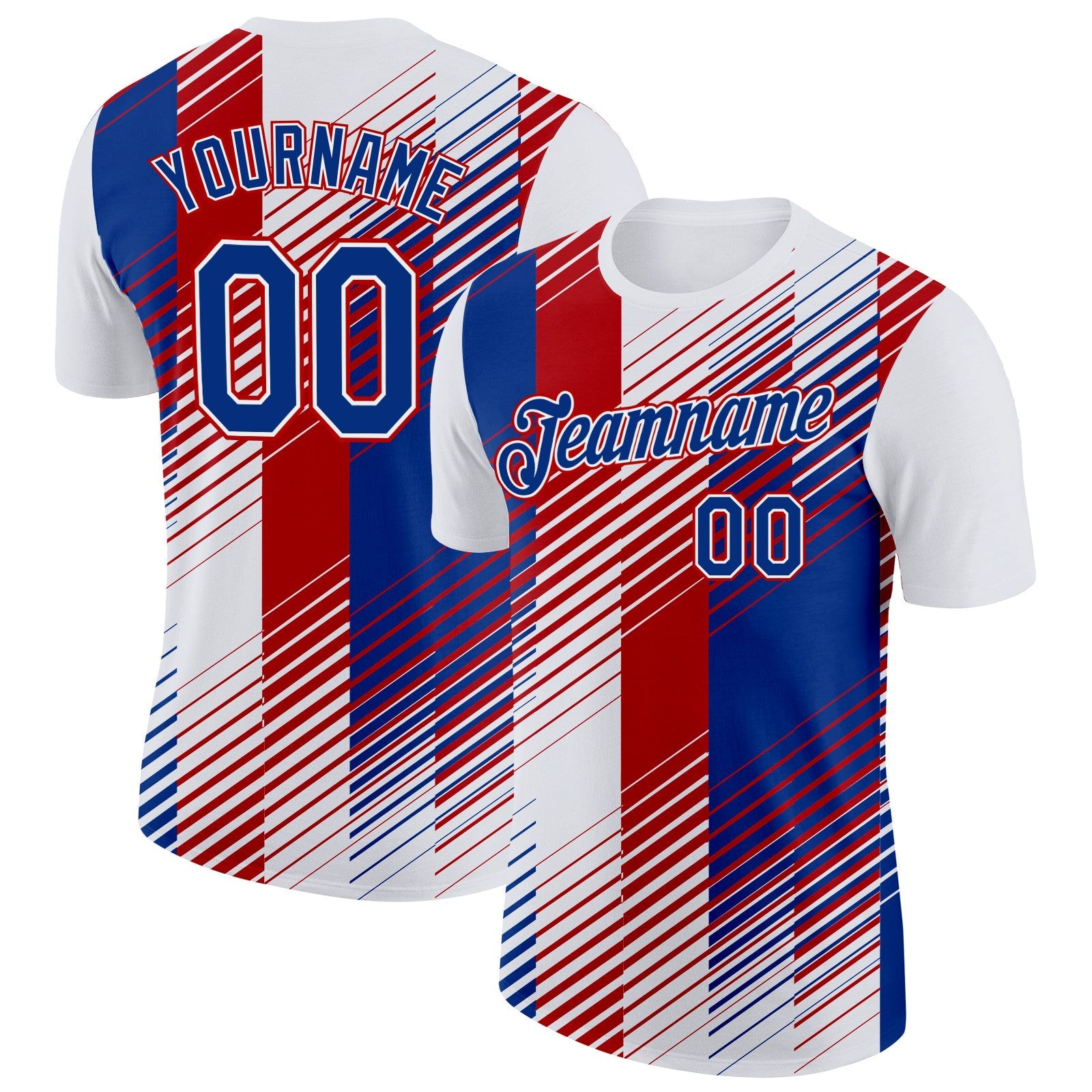 Custom White Royal-Red France Gradient Performance T-Shirt - Main View