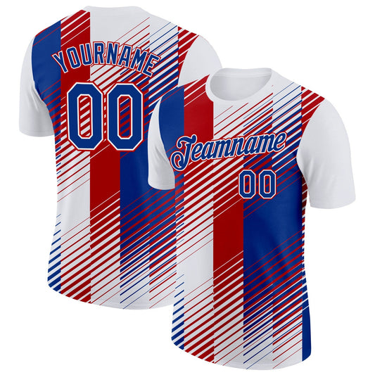 Custom White Royal-Red France Gradient Performance T-Shirt - Main View
