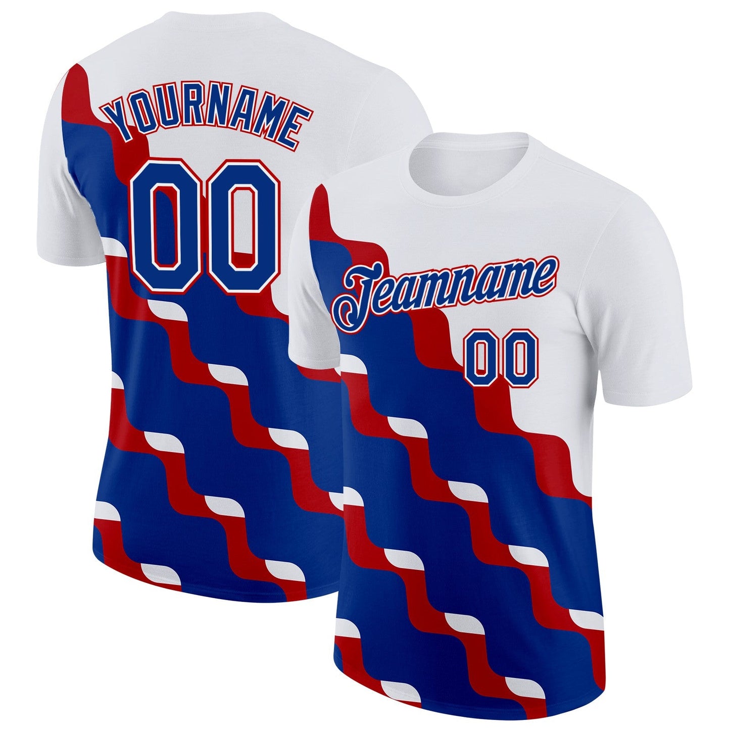 Custom White Royal-Red France Fluid Performance T-Shirt - Main View