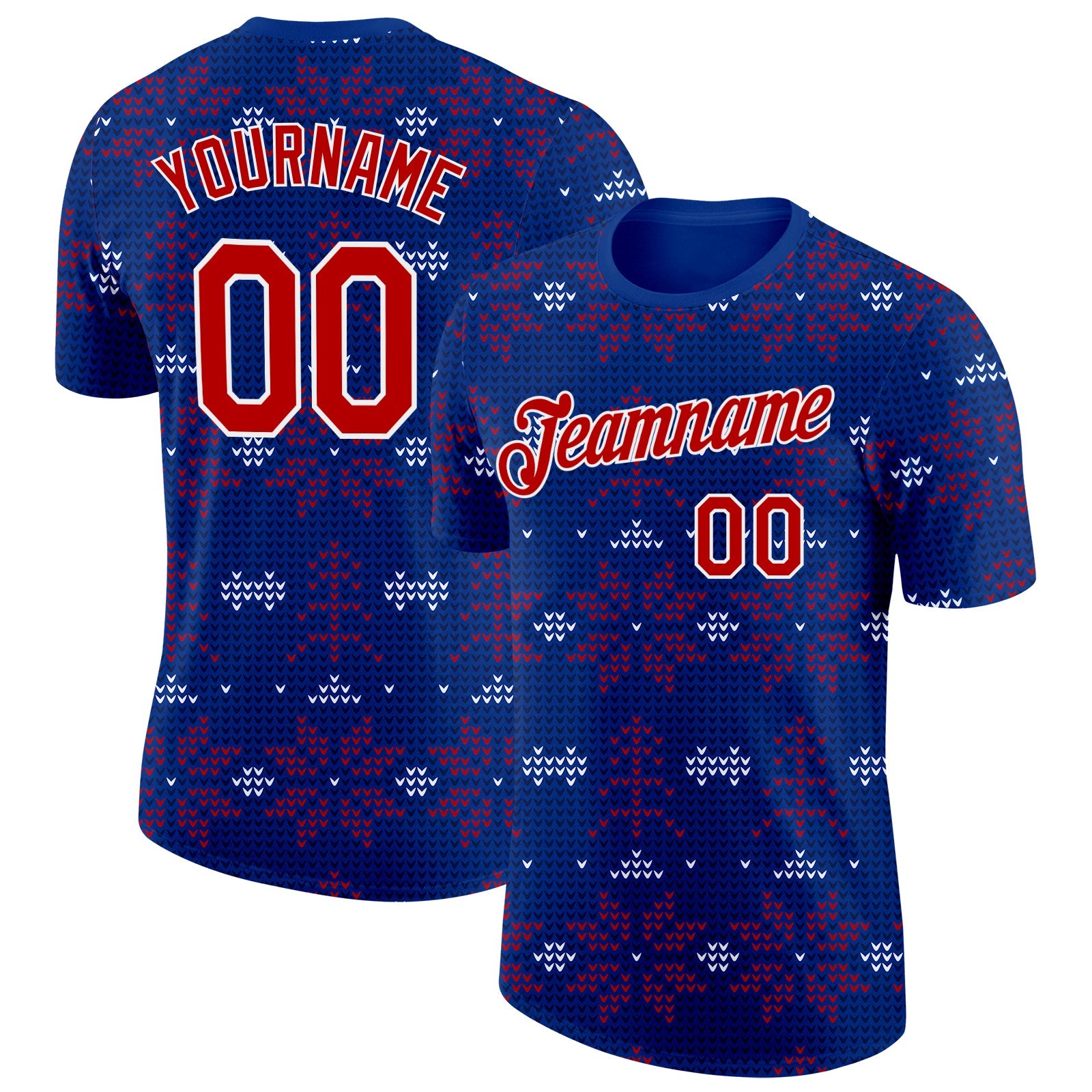 Custom Royal Red-White Norway Snow Performance T-Shirt - Main View