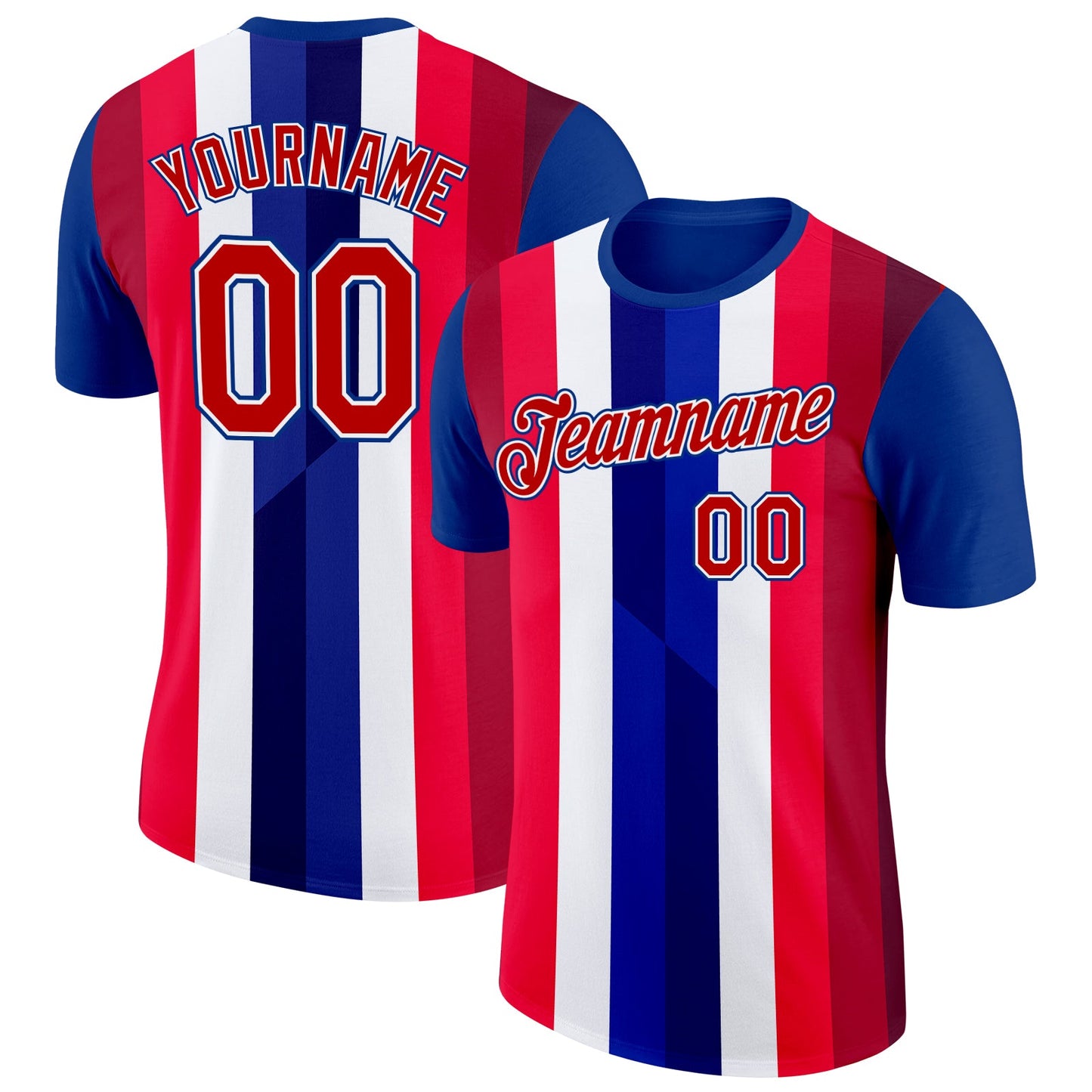 Custom Royal Red White-Blue Norway Performance T-Shirt - Main View