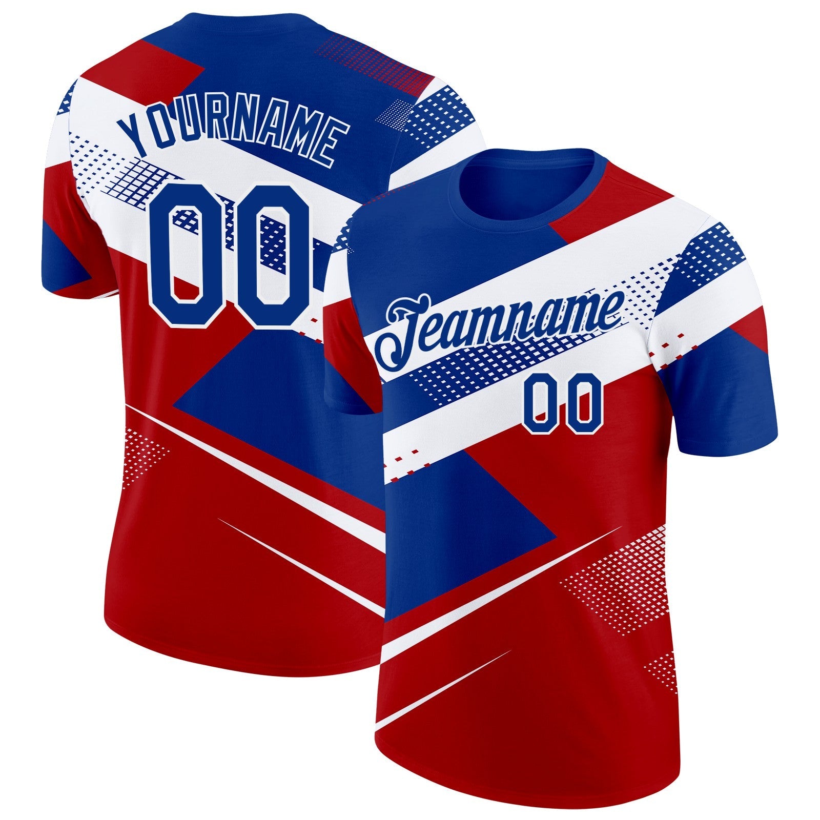Custom Royal White-Red Norway Performance T-Shirt - Main View