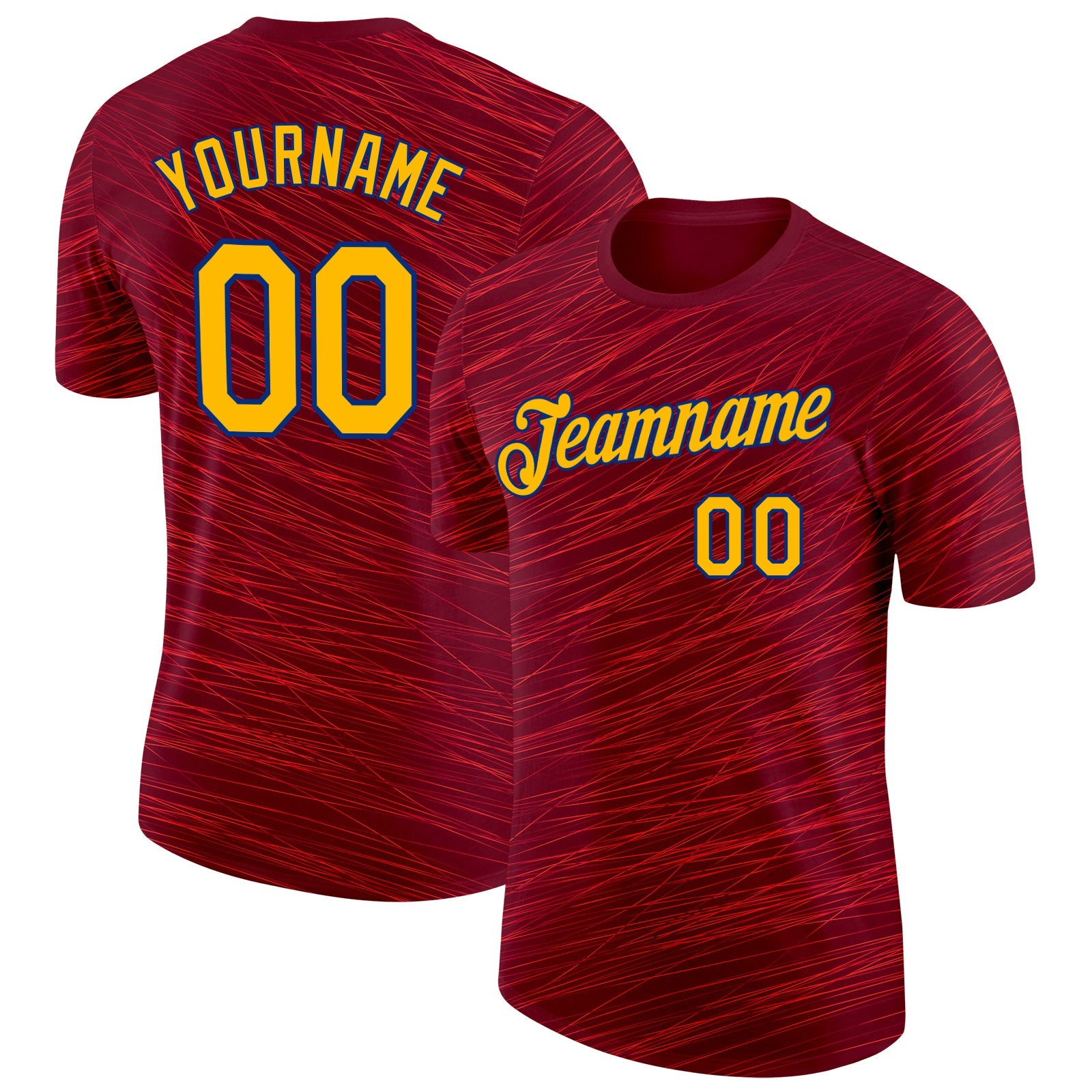 Custom Red Gold-Royal Spain Line Performance T-Shirt - Main View