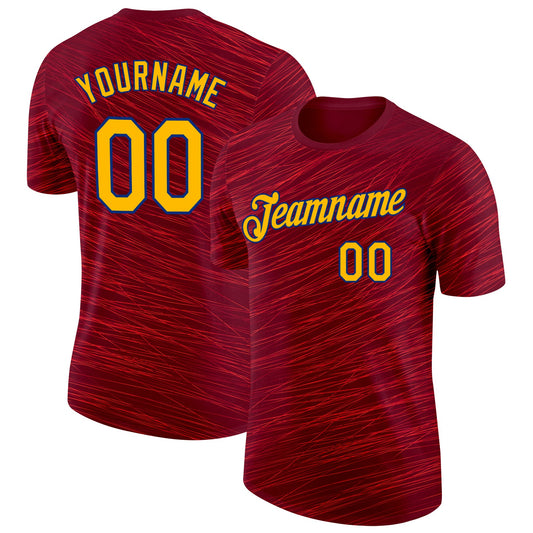 Custom Red Gold-Royal Spain Line Performance T-Shirt - Main View