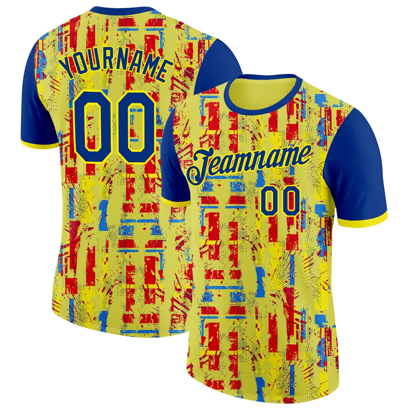 Custom Yellow Royal Red-Light Yellow Spain Abstract Performance T-Shirt - Main View