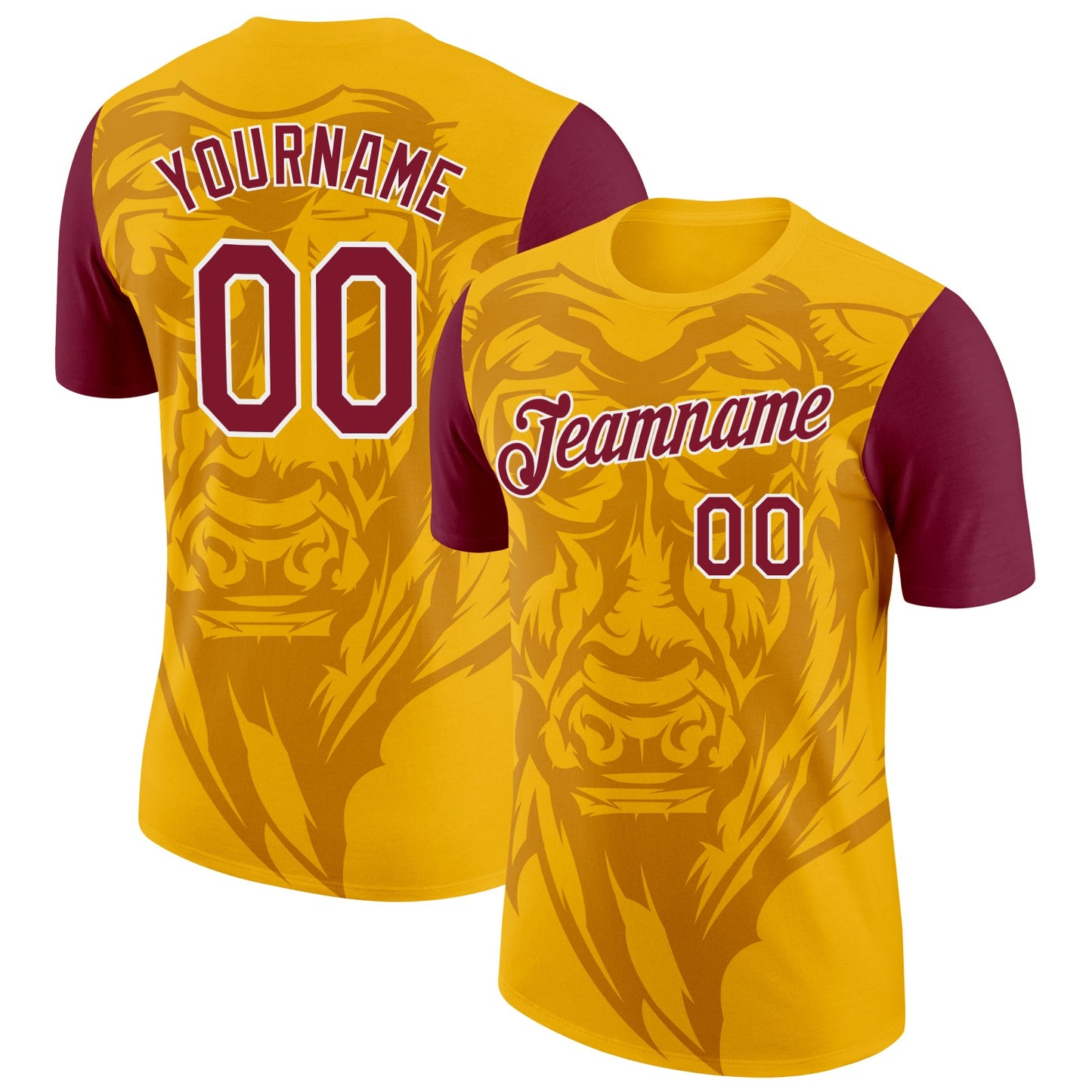 Custom Gold Crimson-White Spain OX Performance T-Shirt - Main View