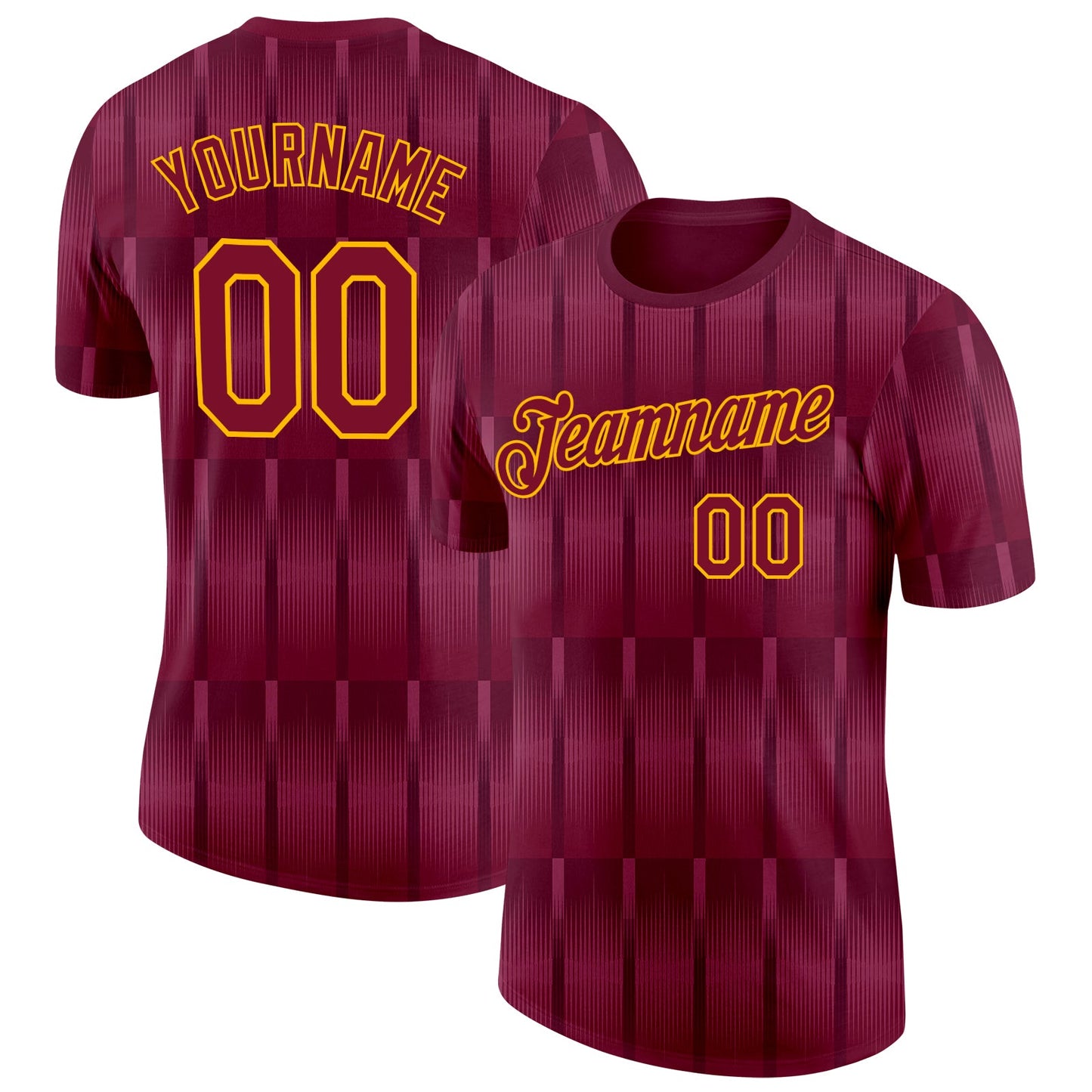 Custom Red Gold Spain Stripe Performance T-Shirt - Main View