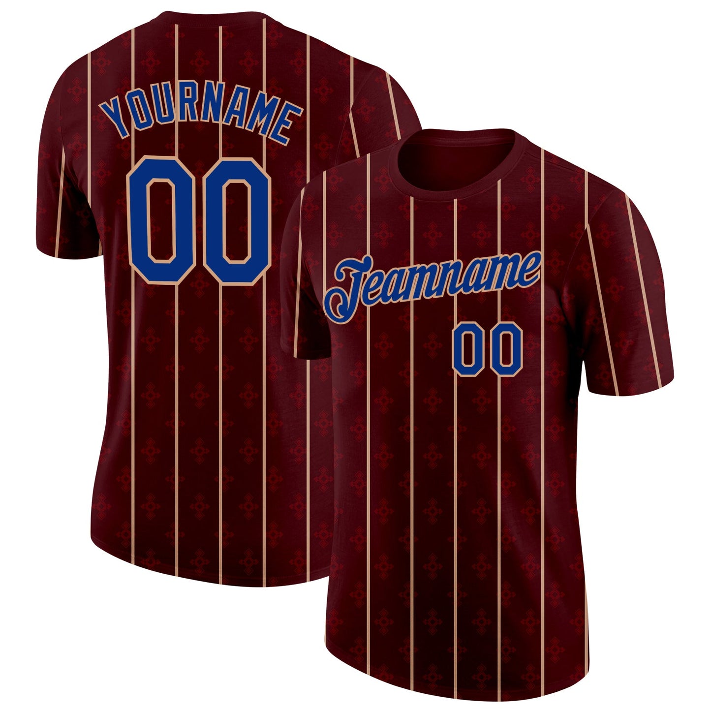 Custom Red Royal-Vegas Gold Spain Stripe Performance T-Shirt - Main View
