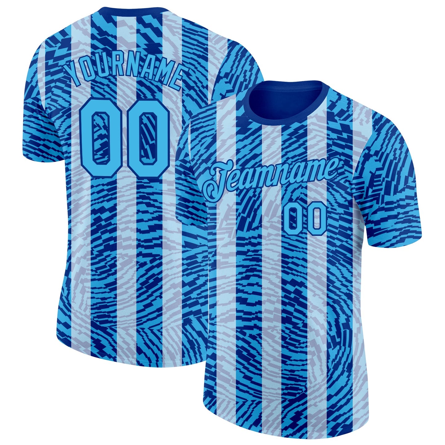 Custom Blue Sky Blue-Royal Uruguay Stripe Performance T-Shirt - Main View