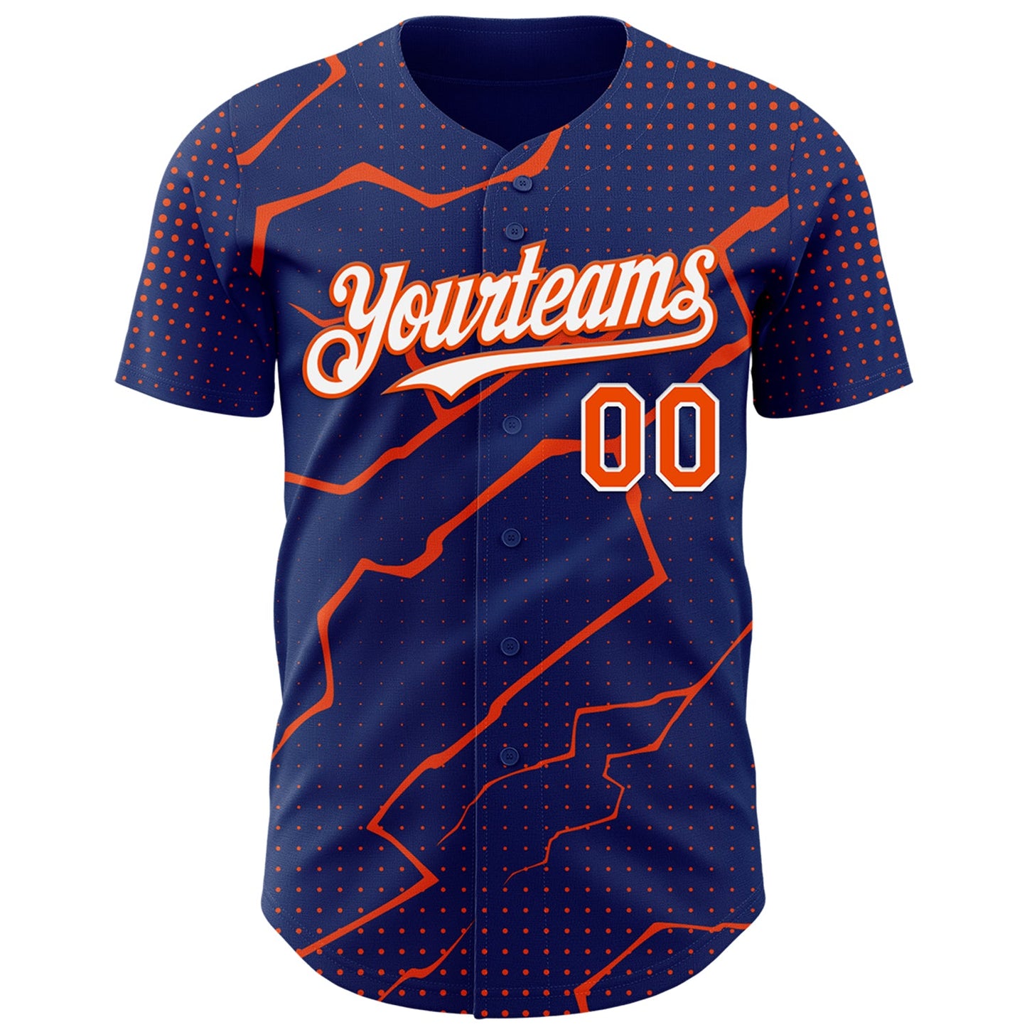 Custom Royal Orange-White Lightning Polka Dot Authentic Baseball Jersey view 2