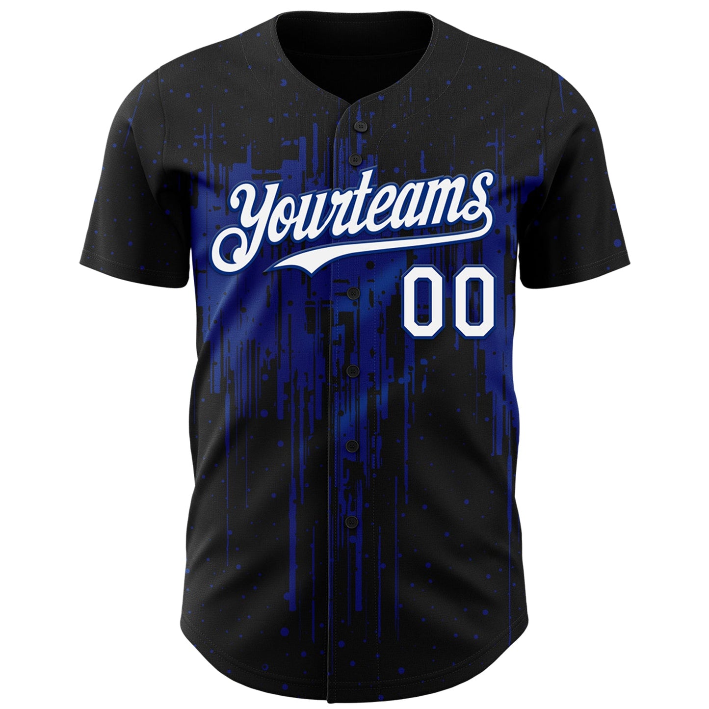 Custom Black White-Royal Dripping Splatter Paint Authentic Baseball Jersey view 2