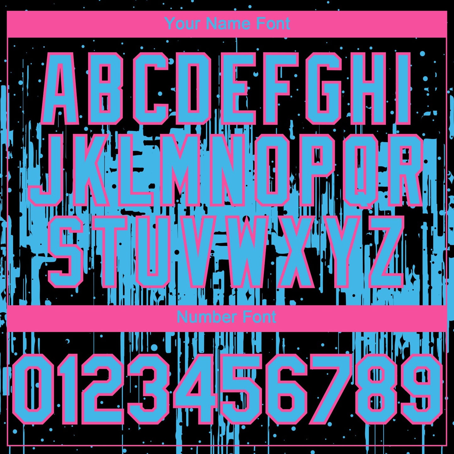 Custom Black Sky Blue-Pink Dripping Splatter Paint Authentic Baseball Jersey view 5