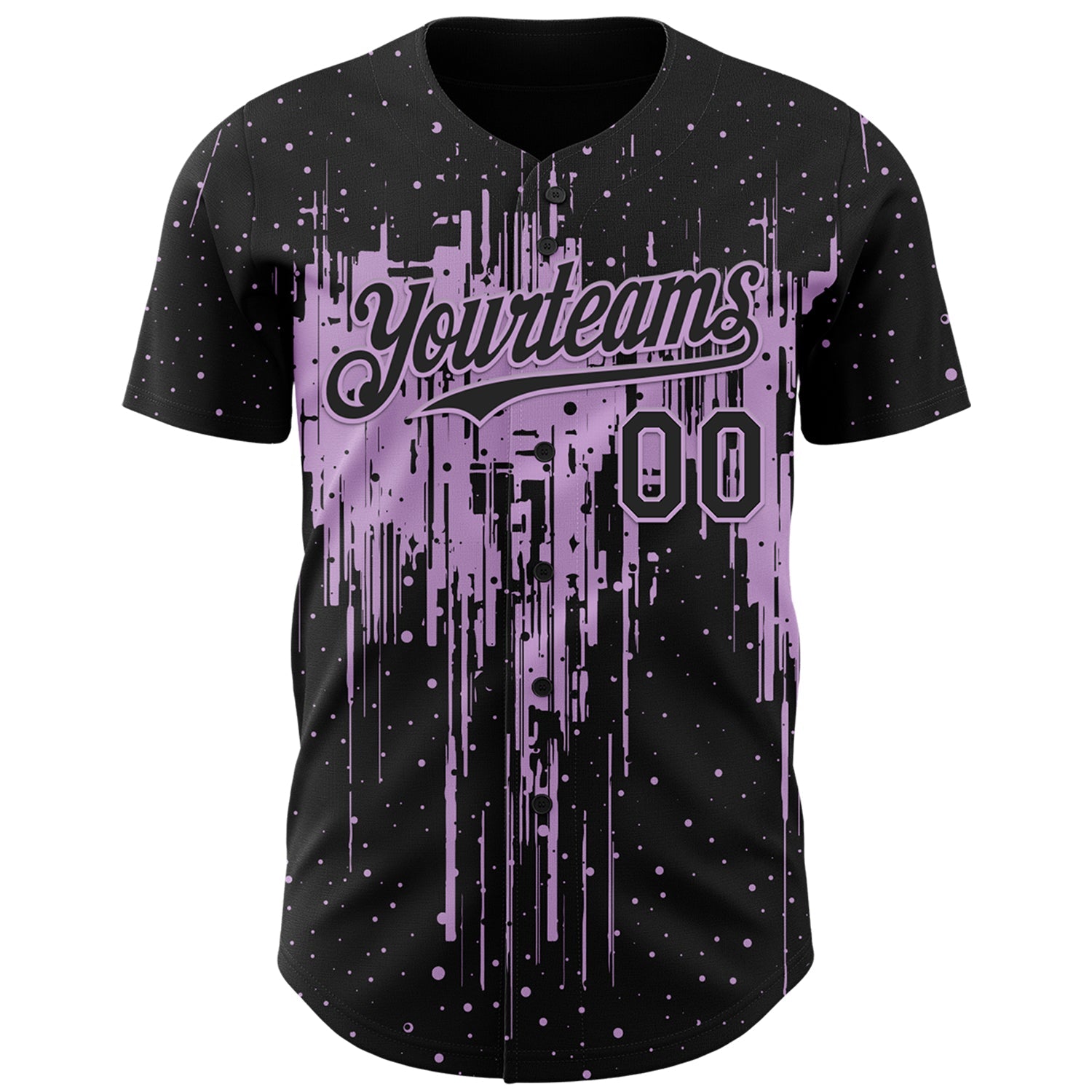 Custom Black Light Purple Dripping Splatter Paint Authentic Baseball Jersey view 2