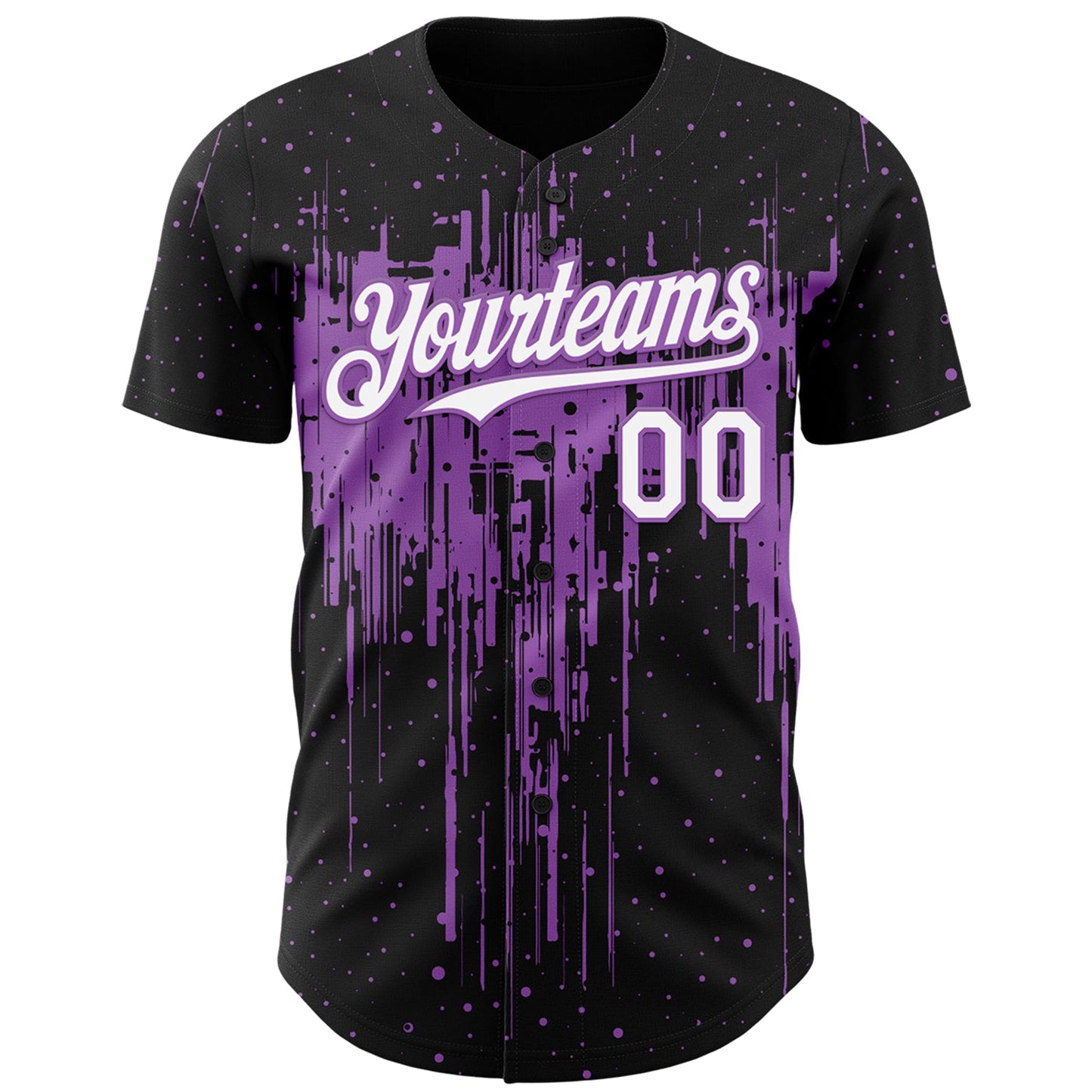 Custom Black White-Medium Purple Dripping Splatter Paint Authentic Baseball Jersey view 2