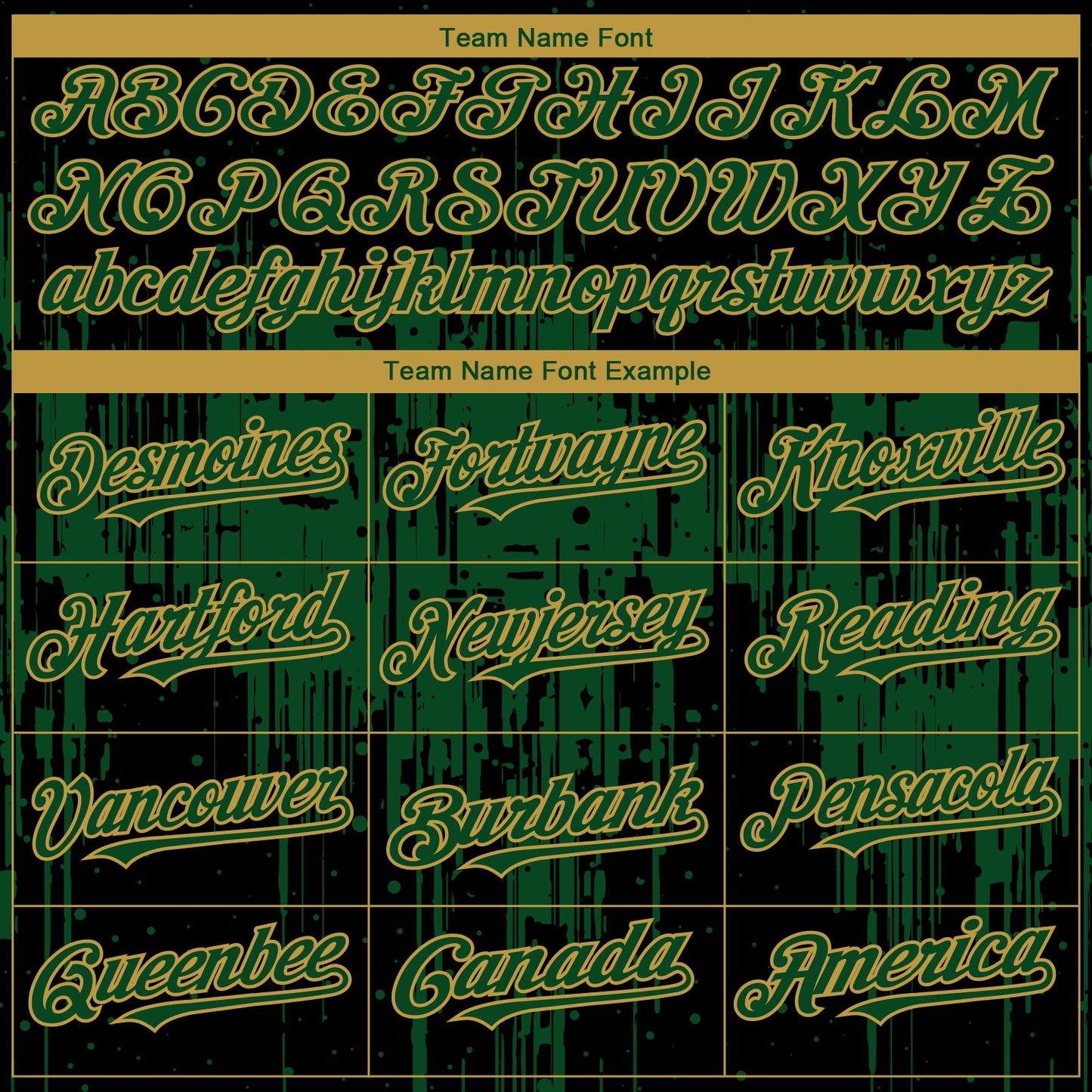 Custom Black Green-Old Gold Dripping Splatter Paint Authentic Baseball Jersey view 4