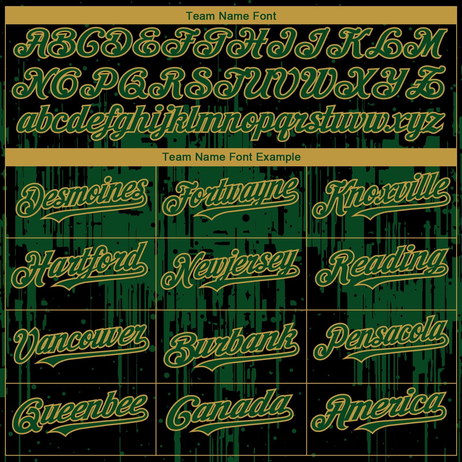 Custom Black Green-Old Gold Dripping Splatter Paint Authentic Baseball Jersey view 4