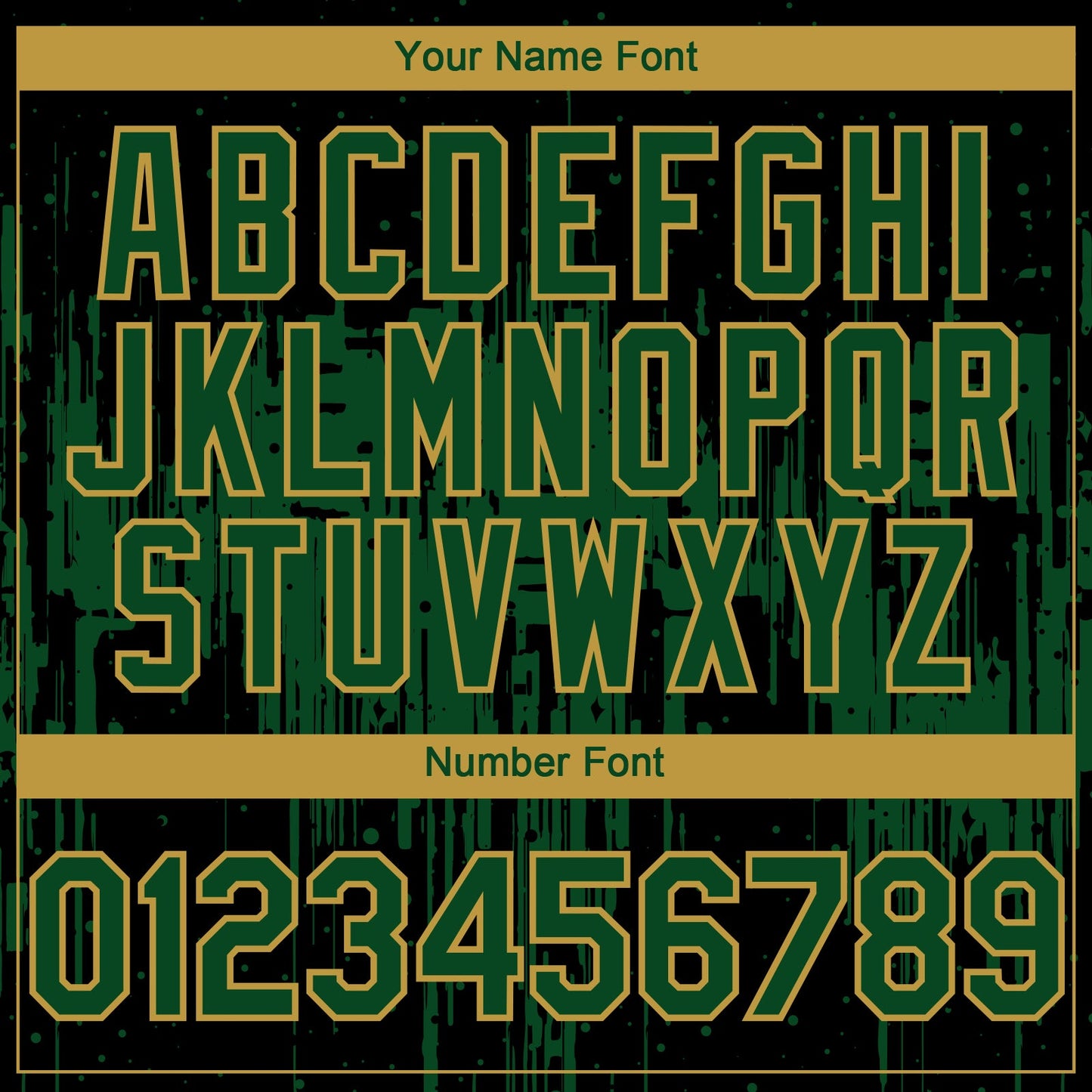 Custom Black Green-Old Gold Dripping Splatter Paint Authentic Baseball Jersey view 5
