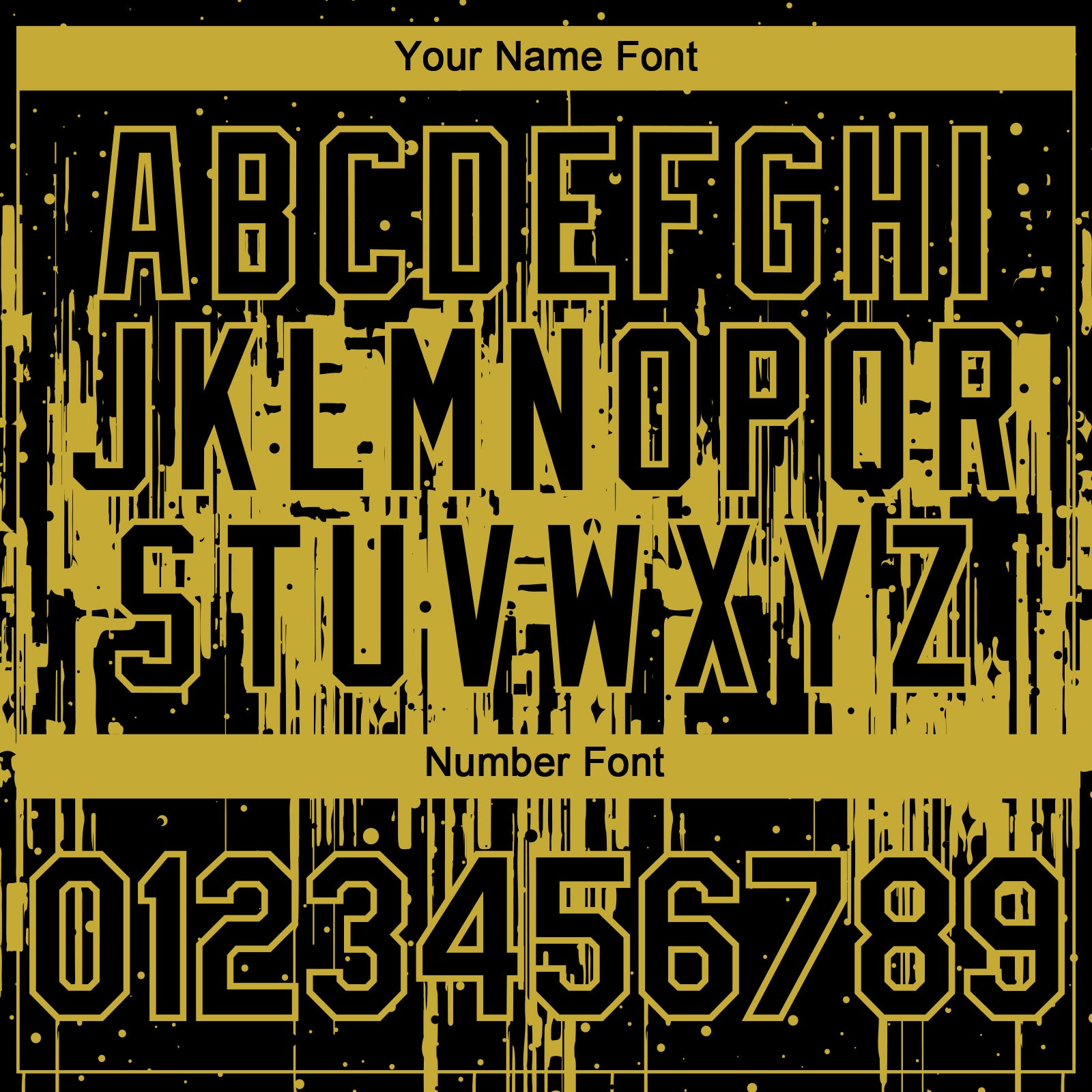 Custom Black Old Gold Dripping Splatter Paint Authentic Baseball Jersey view 5